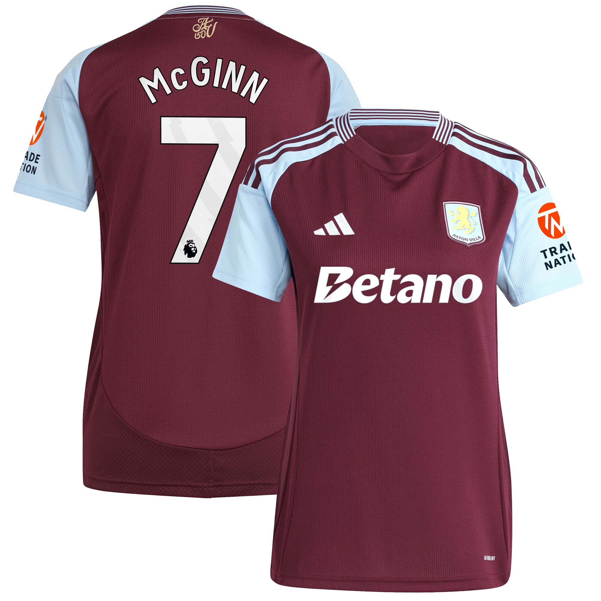 aston villa adidas home shirt 2024-25 – womens with mcginn 7 printing Collection - Official Aston Villa Kits