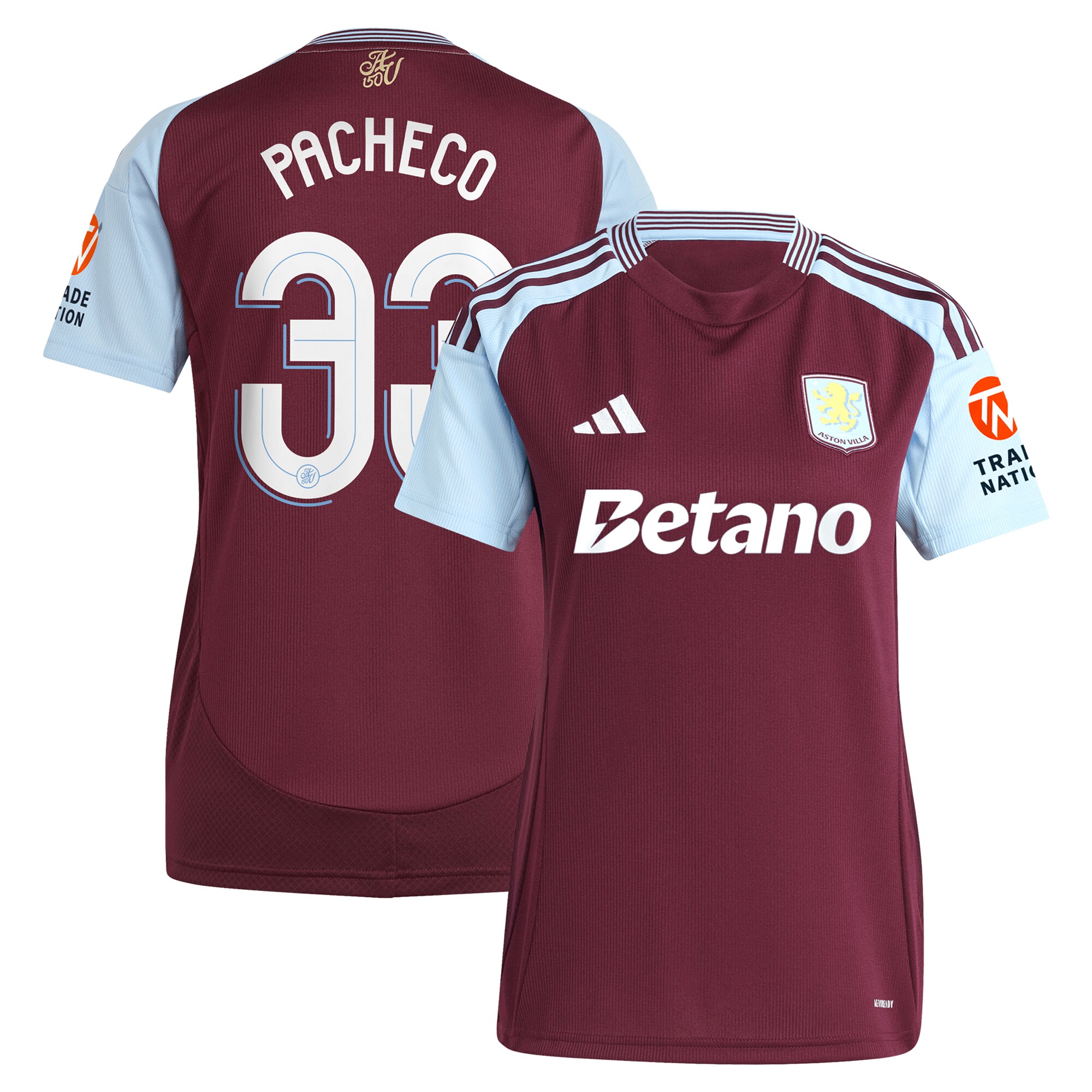 aston villa adidas home shirt 2024-25 – womens with pacheco 33 cup printing Collection - Official Aston Villa Kits