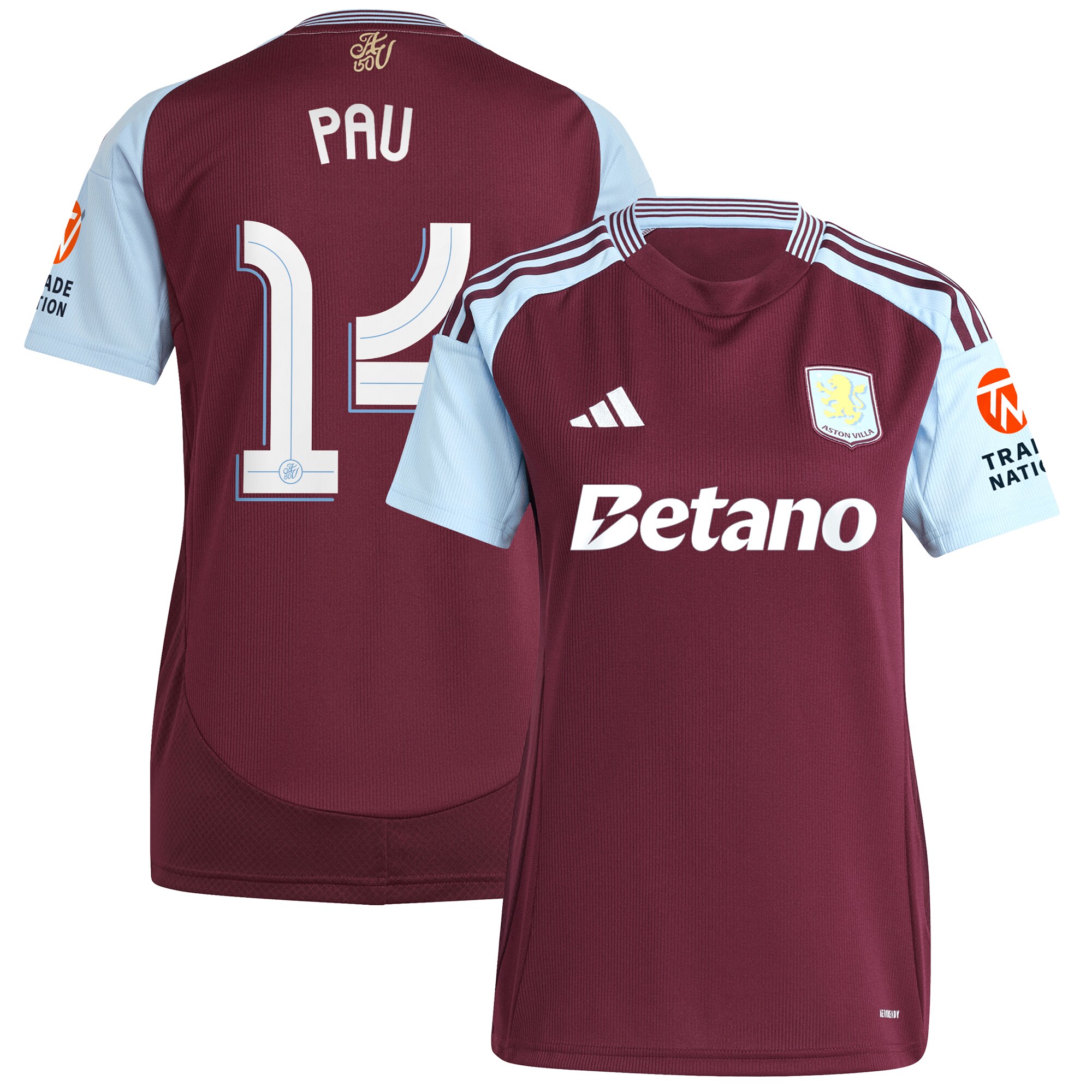 aston villa adidas home shirt 2024-25 – womens with pau 14 cup printing Collection - Official Aston Villa Kits