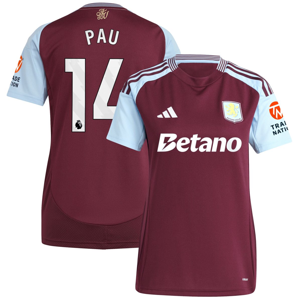 aston villa adidas home shirt 2024-25 – womens with pau 14 printing Collection - Official Aston Villa Kits