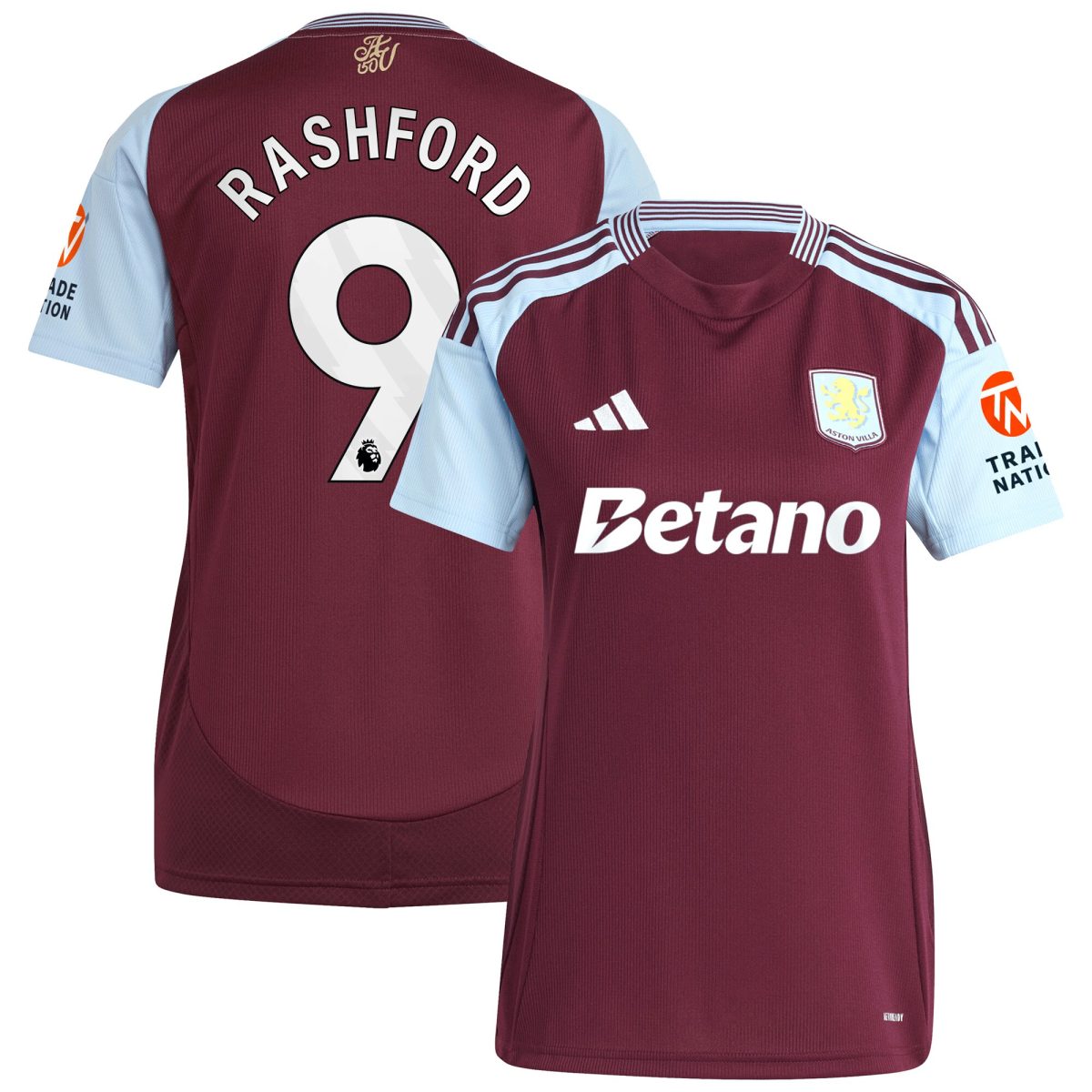 aston villa adidas home shirt 2024-25 – womens with rashford 9 printing Collection - Official Aston Villa Kits