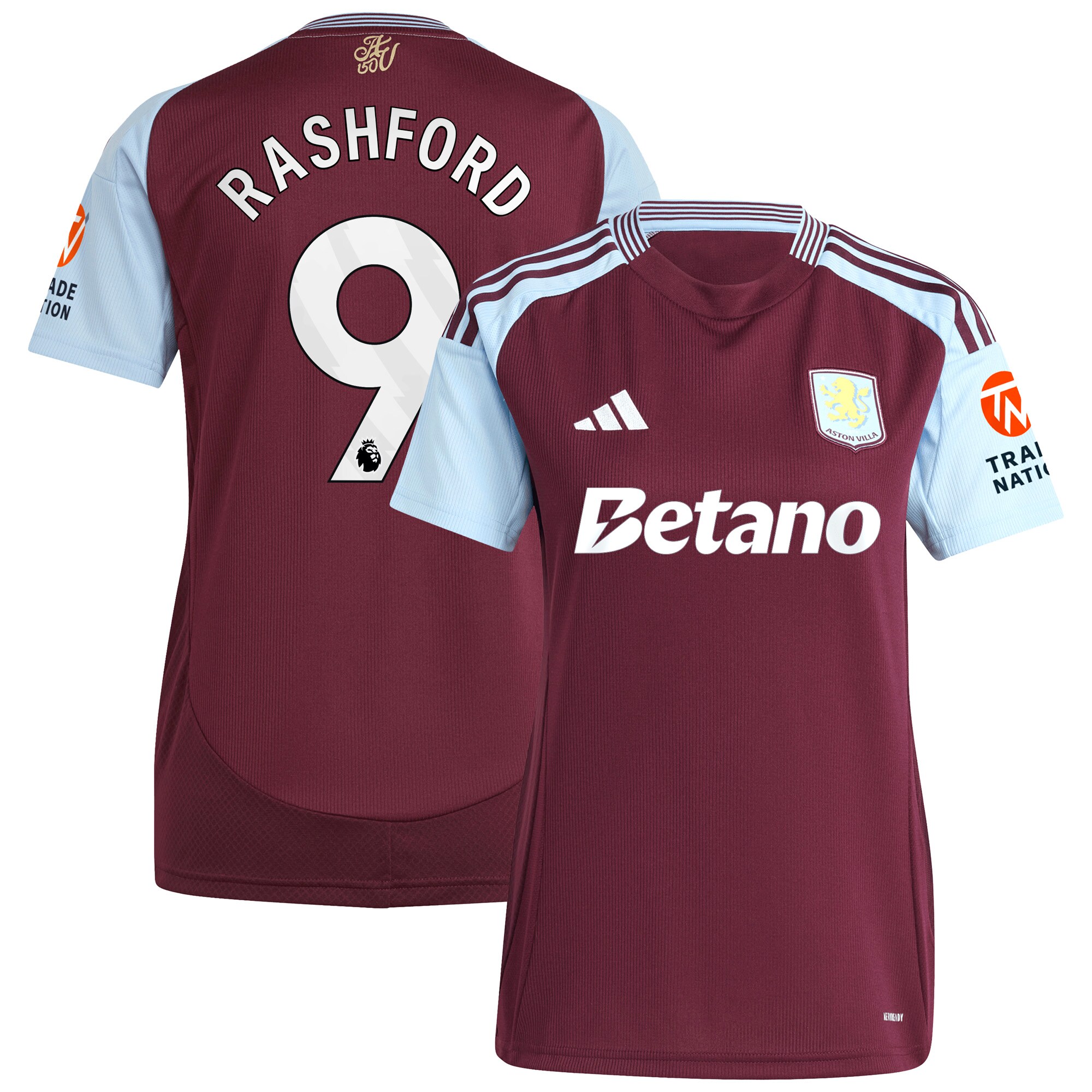 aston villa adidas home shirt 2024-25 – womens with rashford 9 printing Collection - Official Aston Villa Kits