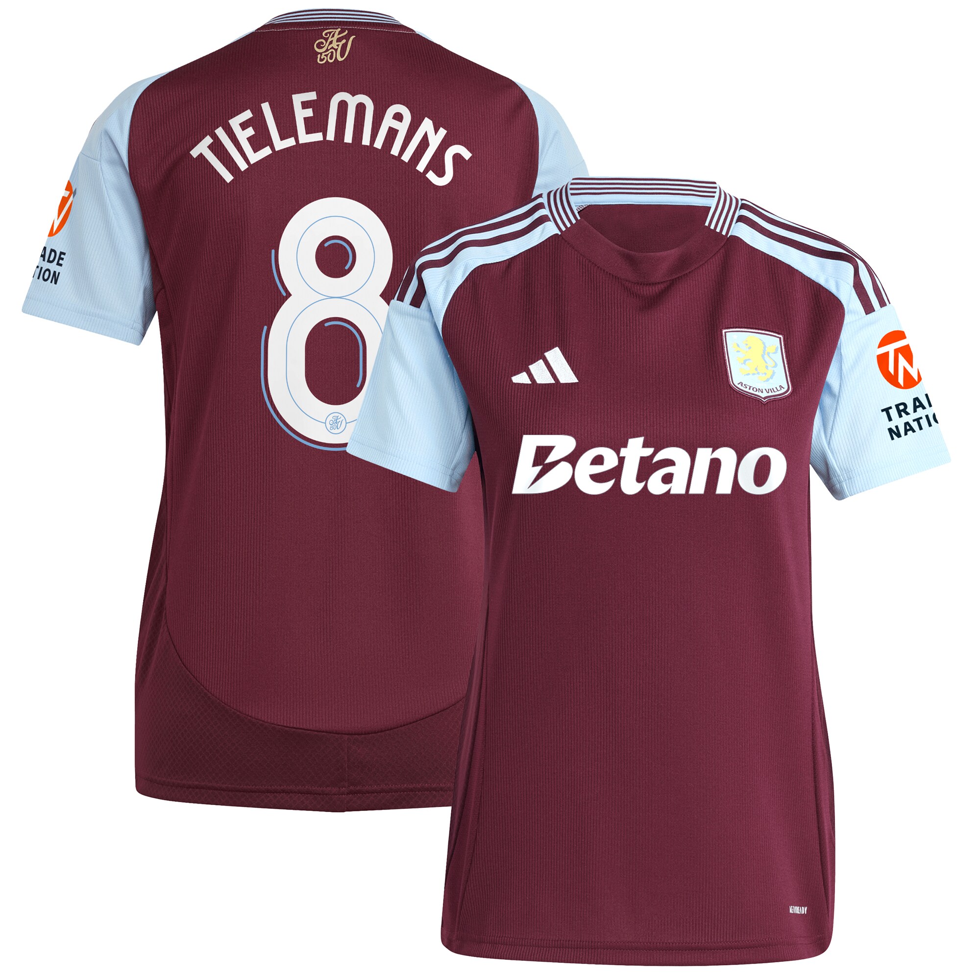 aston villa adidas home shirt 2024-25 – womens with tielemans 8 cup printing Collection - Official Aston Villa Kits