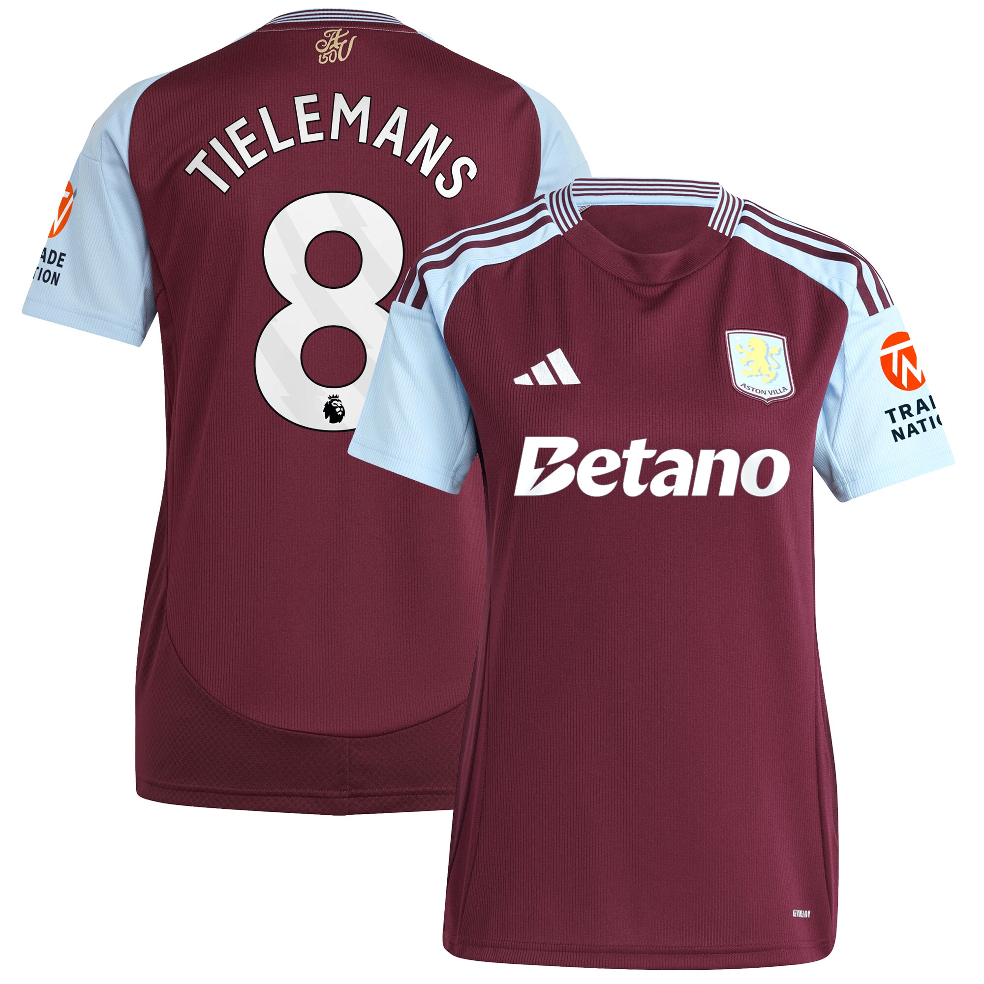 aston villa adidas home shirt 2024-25 – womens with tielemans 8 printing Collection - Official Aston Villa Kits