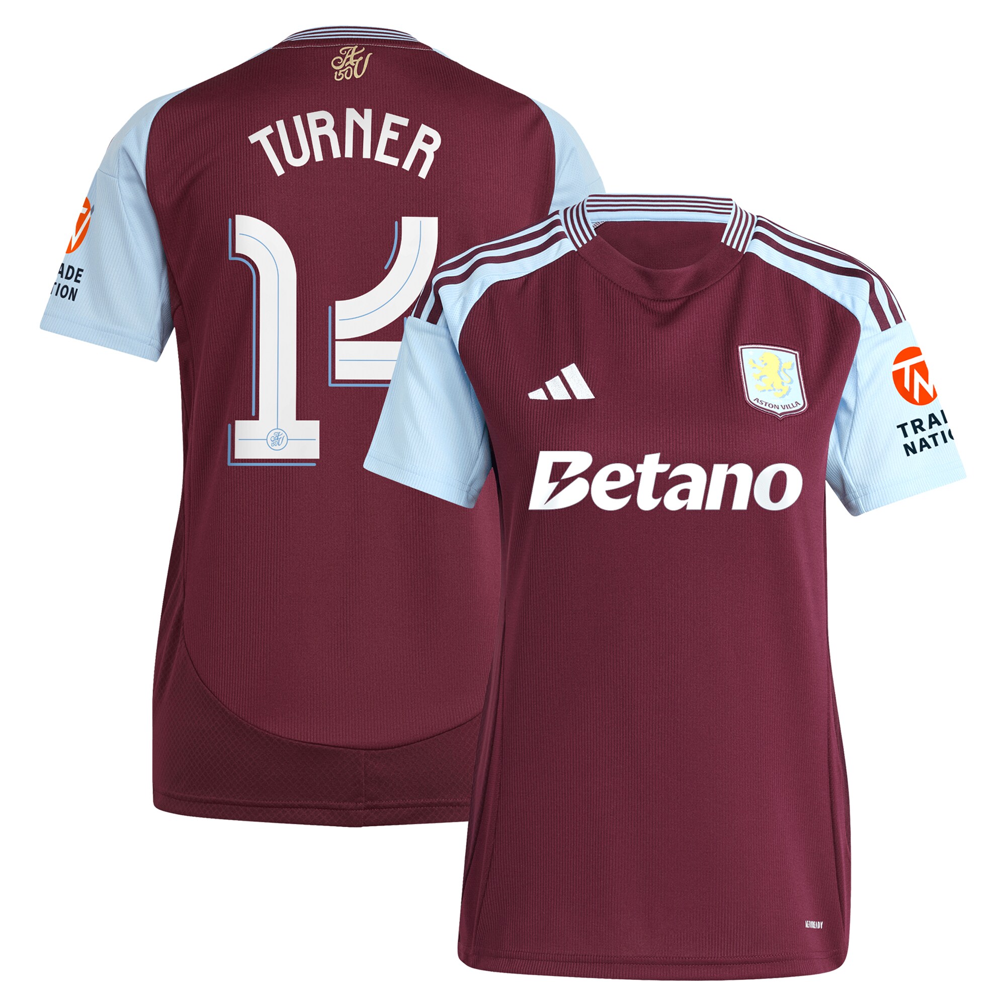aston villa adidas home shirt 2024-25 – womens with turner 14 cup printing Collection - Official Aston Villa Kits