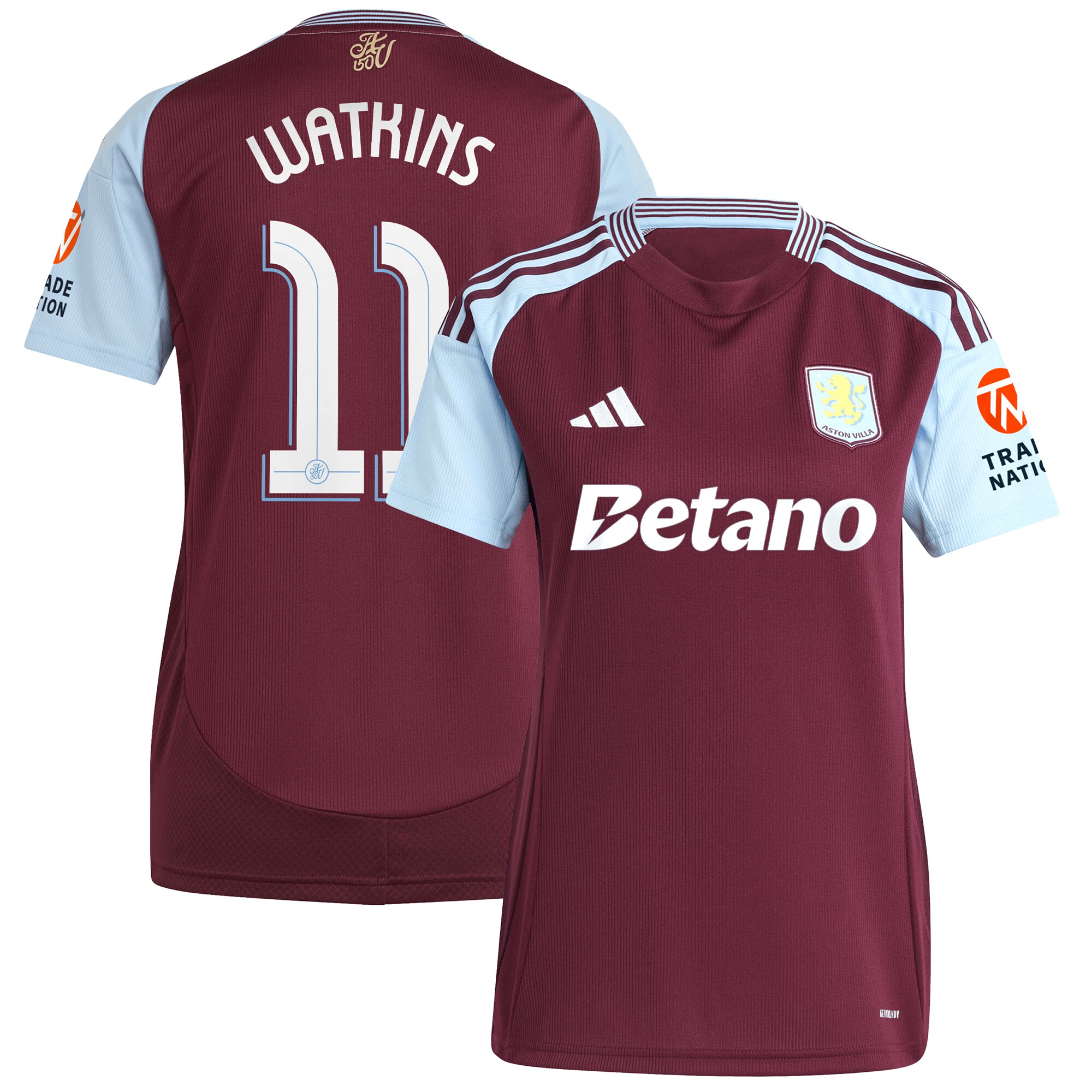 aston villa adidas home shirt 2024-25 – womens with watkins 11 cup printing Collection - Official Aston Villa Kits