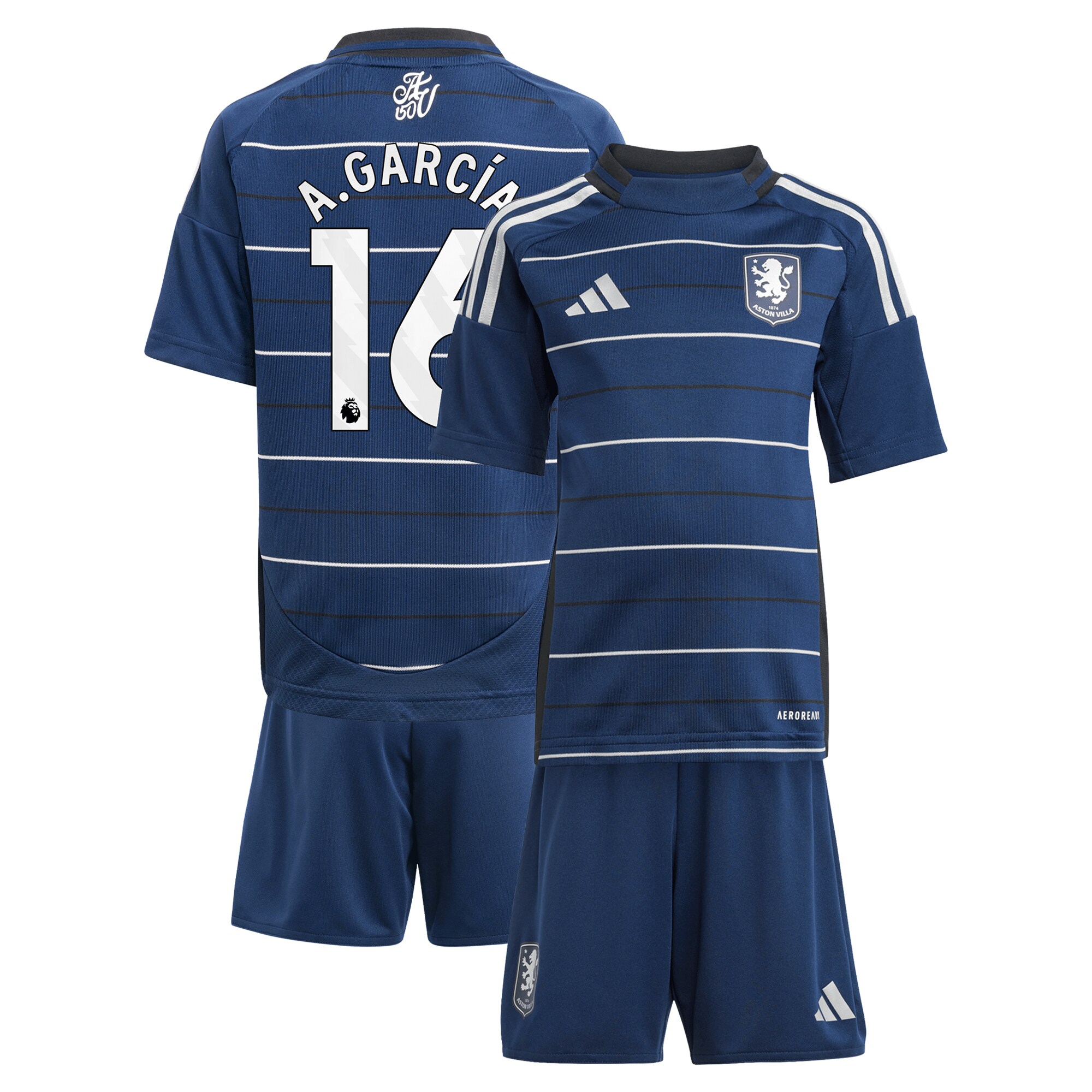 aston villa adidas third minikit 2024-25 with a.garcía 16 printing Collection - Official Aston Villa Kits