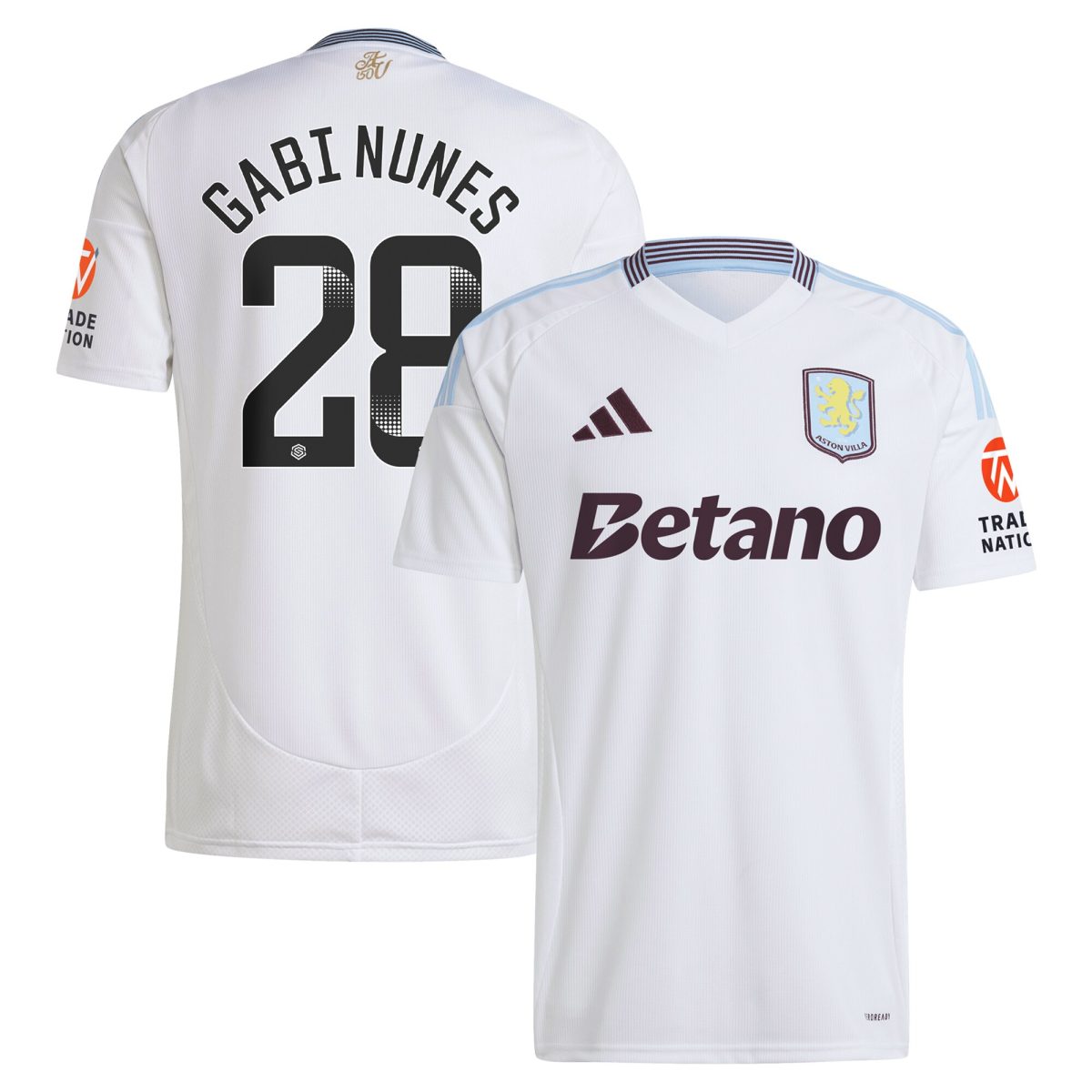 aston villa adidas wsl away shirt 2024-25 with gabi nunes 28 printing Collection - Official Aston Villa Kits