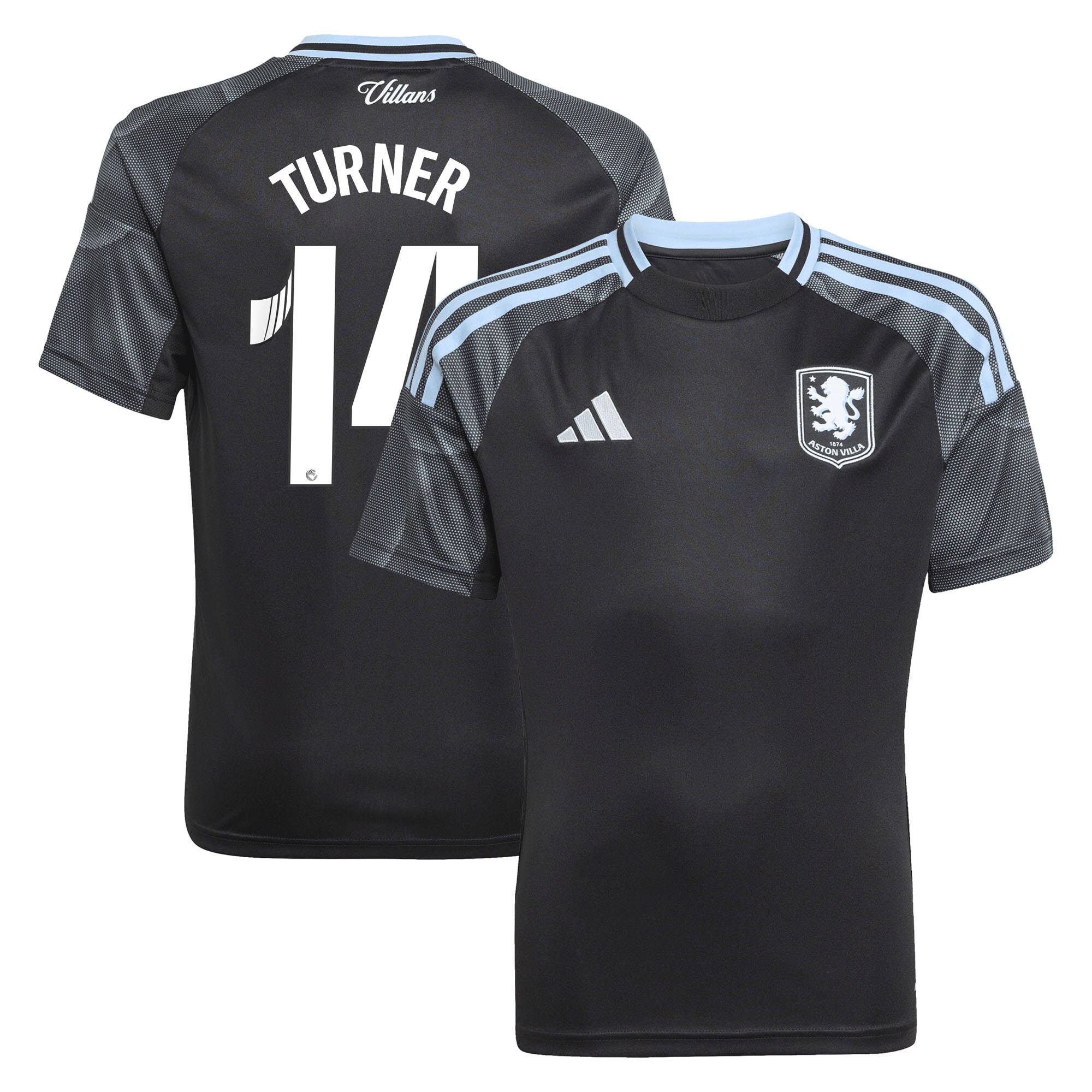 aston villa adidas wsl away shirt 2025-26 – kids with turner 14 printing Collection - Official Aston Villa Kits