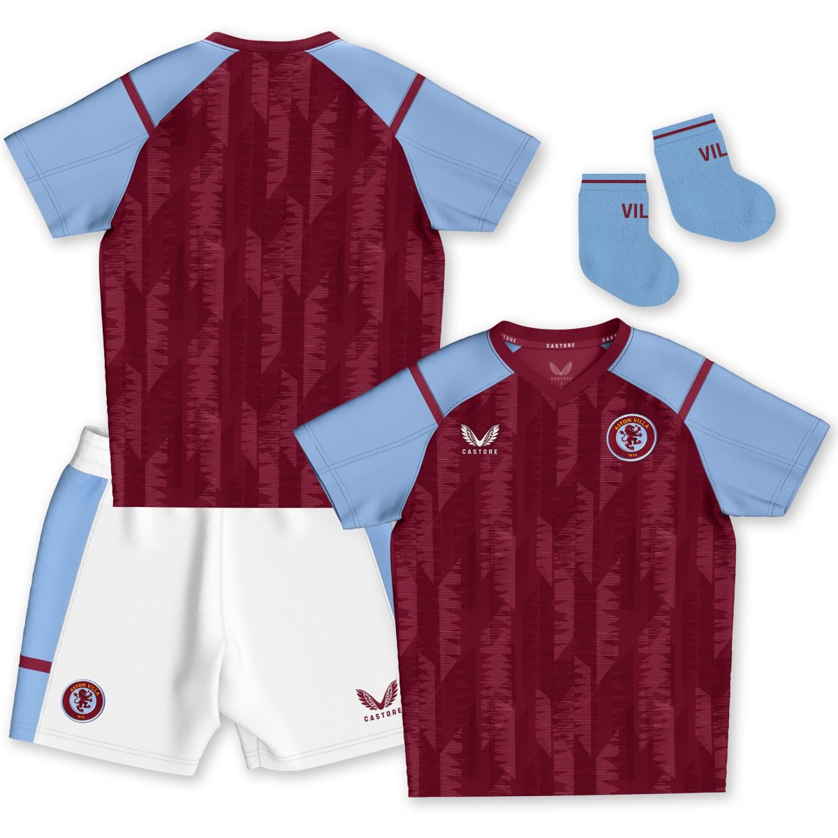 aston villa castore home baby kit 2023-24 with custom printing Collection - Official Aston Villa Kits