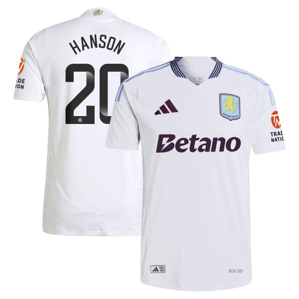 aston villa wsl adidas away authentic shirt 2024-25 with hanson 20 printing Collection - Official Aston Villa Kits