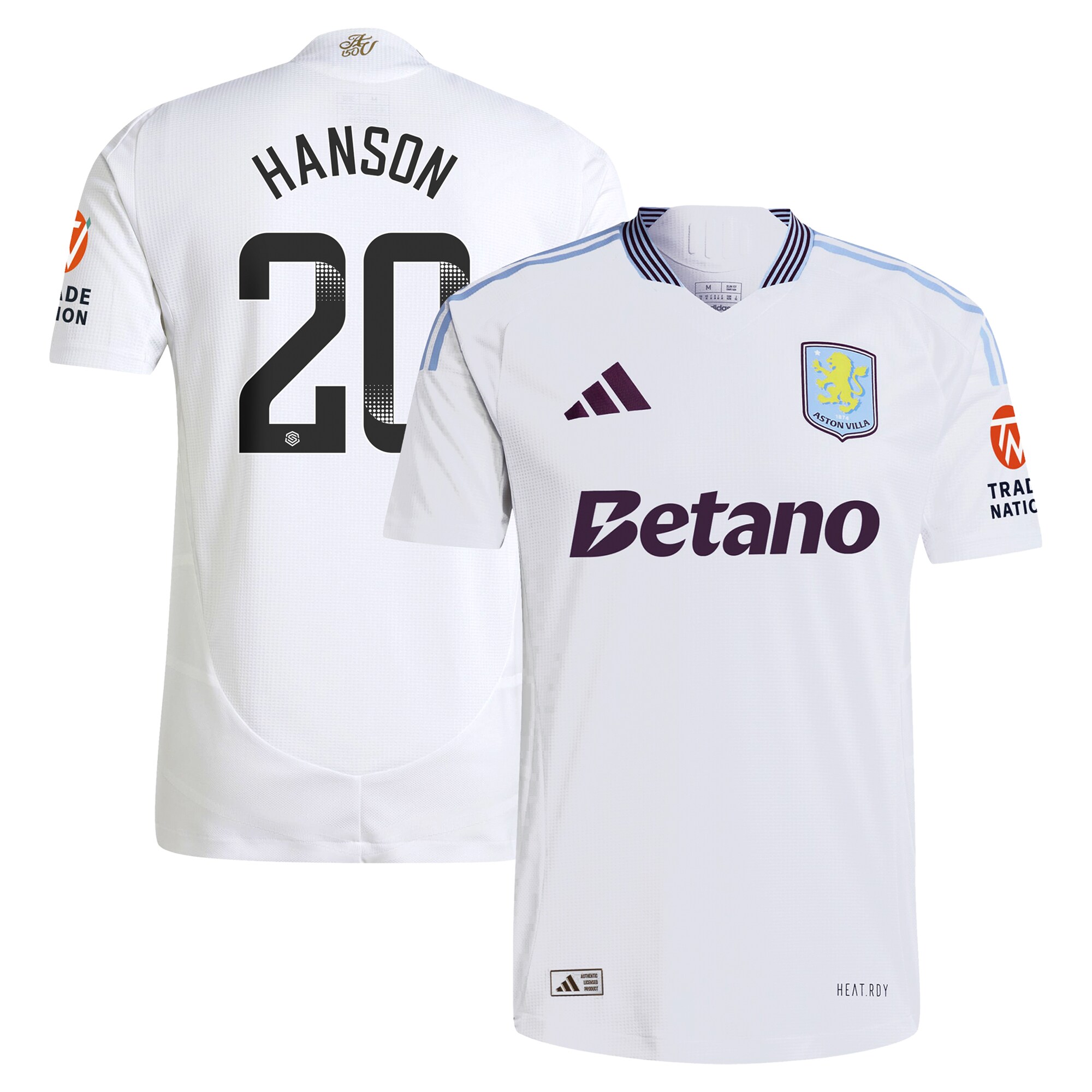 aston villa wsl adidas away authentic shirt 2024-25 with hanson 20 printing Collection - Official Aston Villa Kits