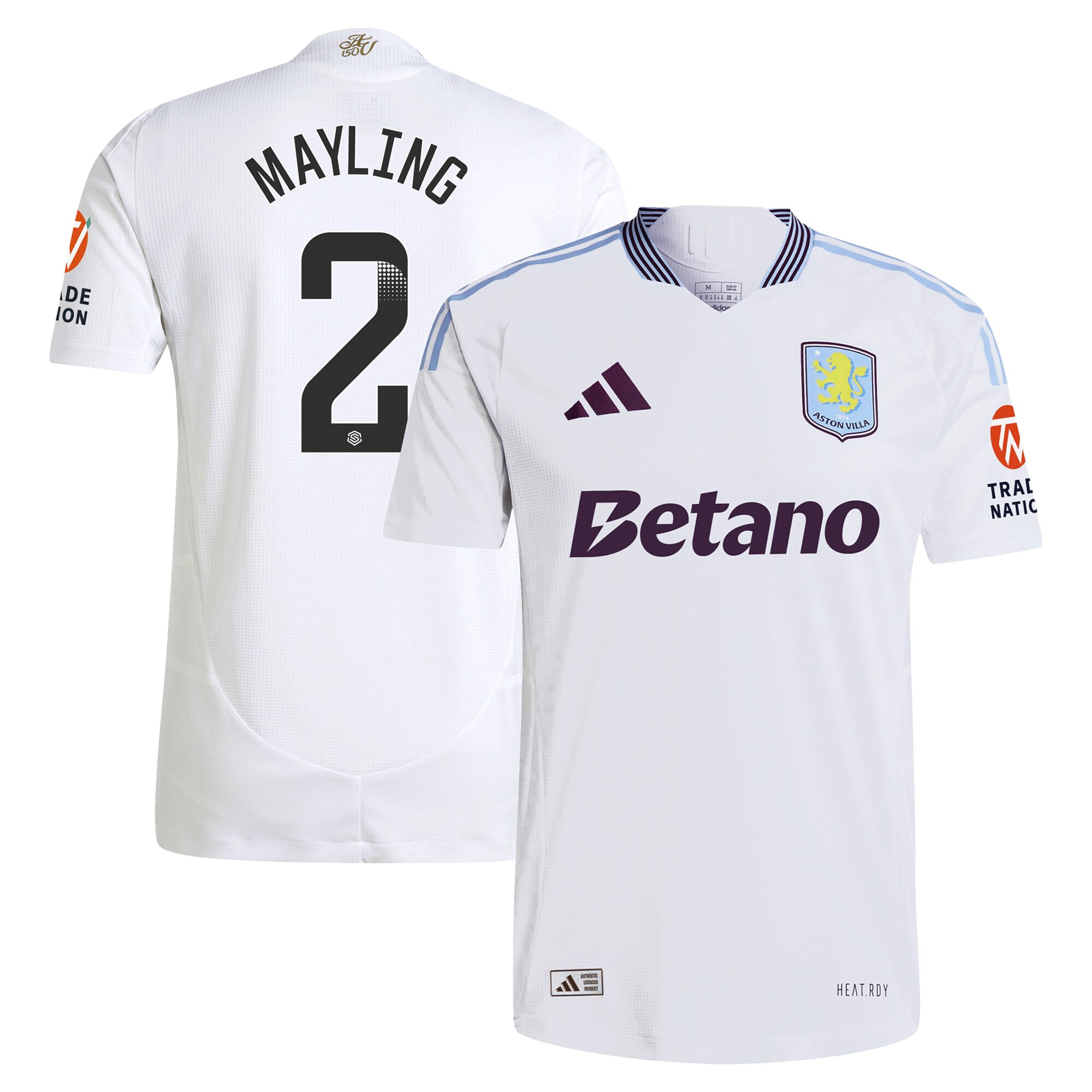 aston villa wsl adidas away authentic shirt 2024-25 with mayling 2 printing Collection - Official Aston Villa Kits