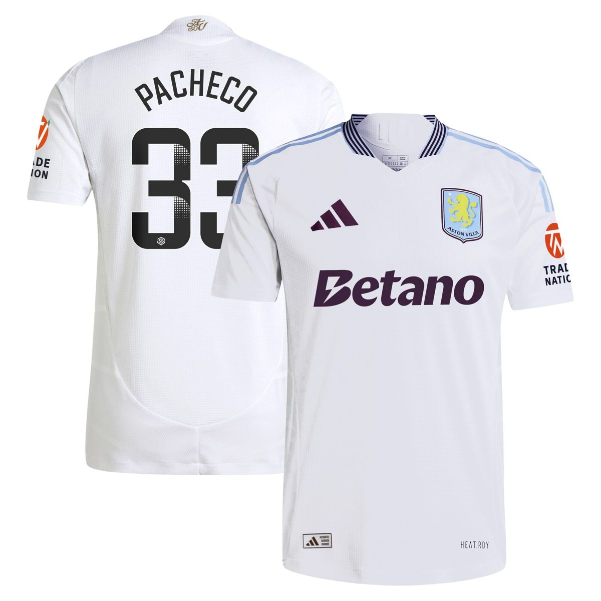 aston villa wsl adidas away authentic shirt 2024-25 with pacheco 33 printing Collection - Official Aston Villa Kits