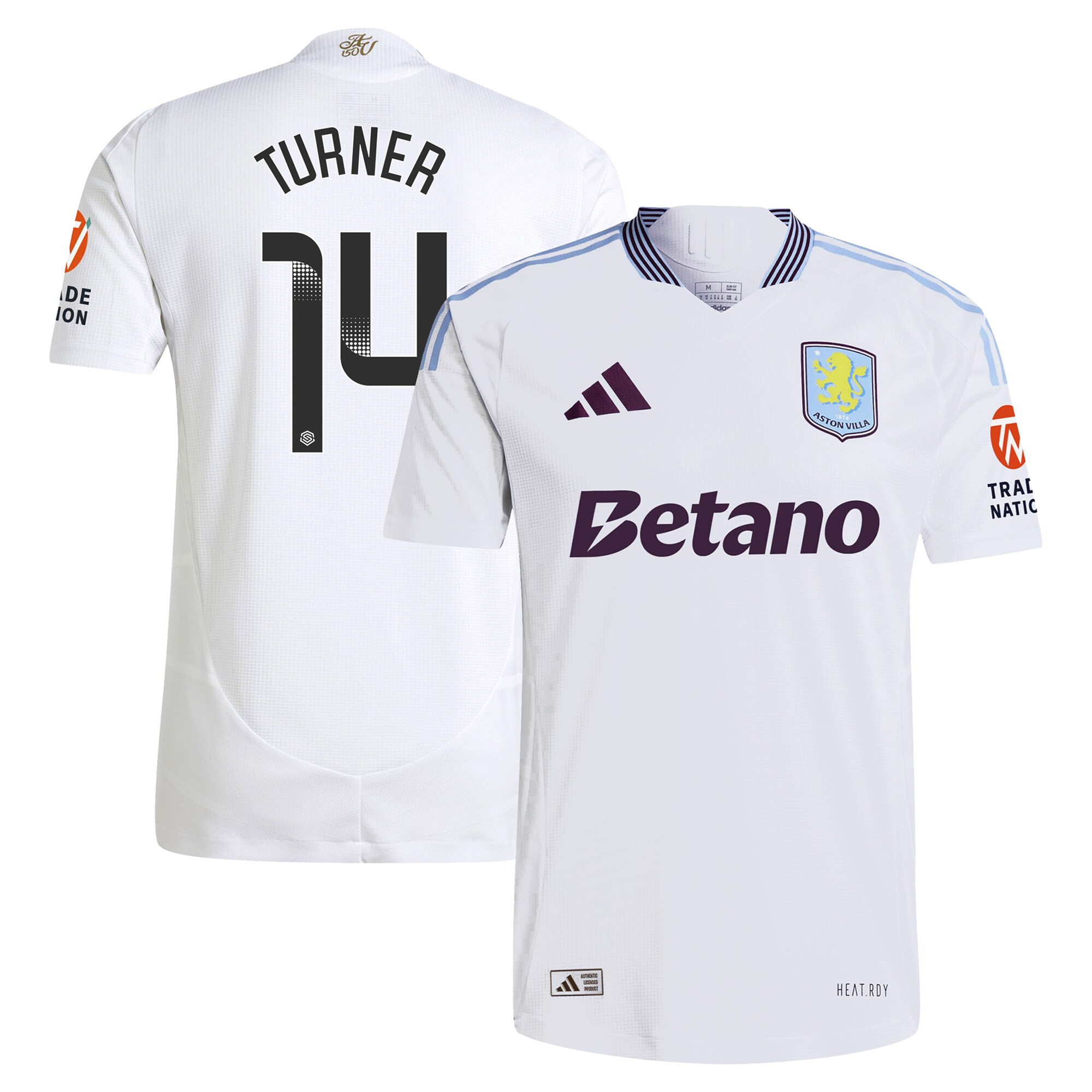 aston villa wsl adidas away authentic shirt 2024-25 with turner 14 printing Collection - Official Aston Villa Kits