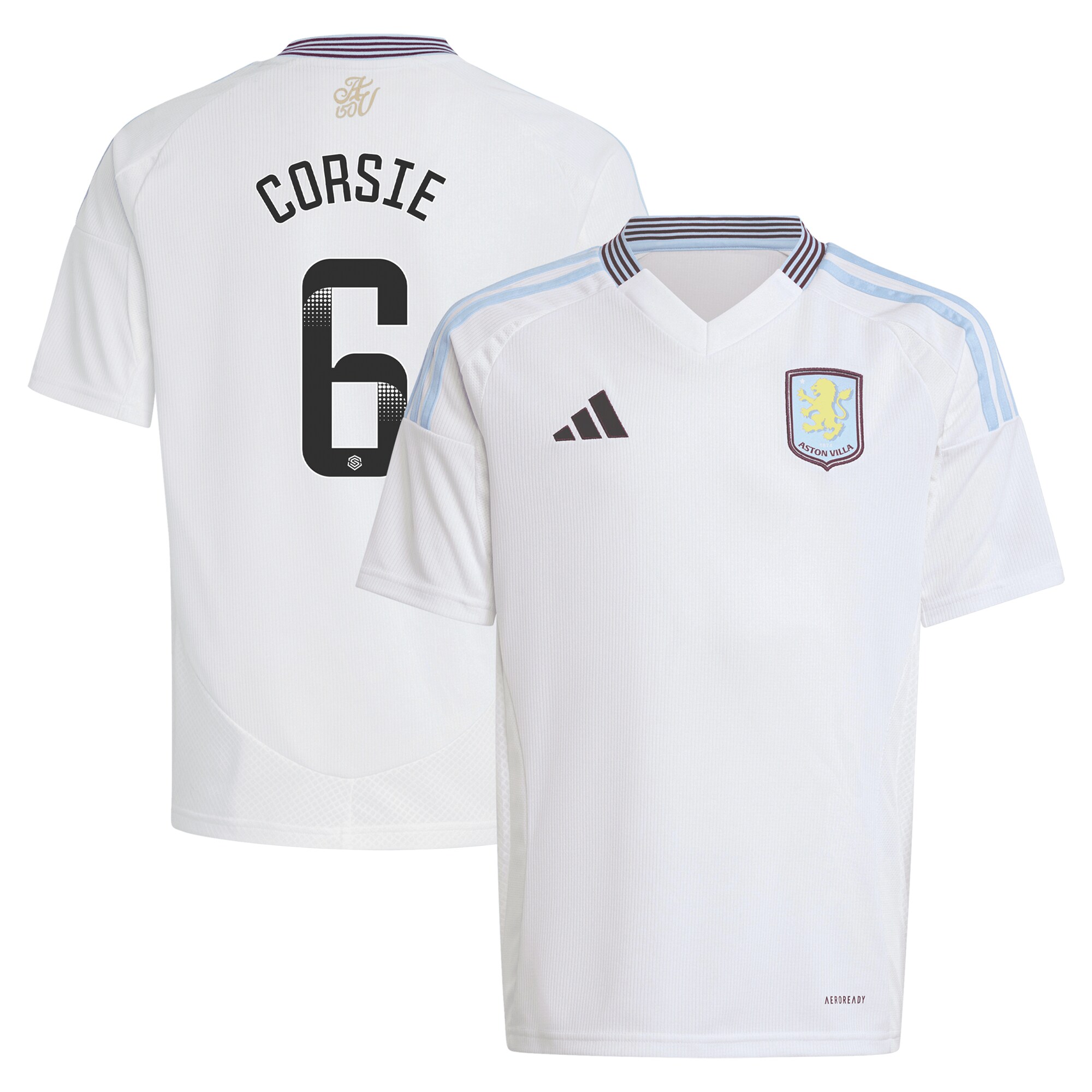 aston villa wsl adidas away shirt 2024-25 – kids with corsie 6 printing Collection - Official Aston Villa Kits