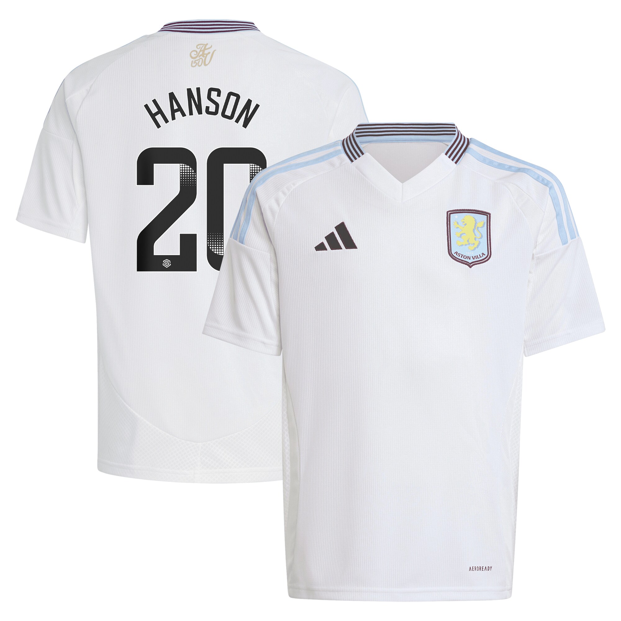 aston villa wsl adidas away shirt 2024-25 – kids with hanson 20 printing Collection - Official Aston Villa Kits