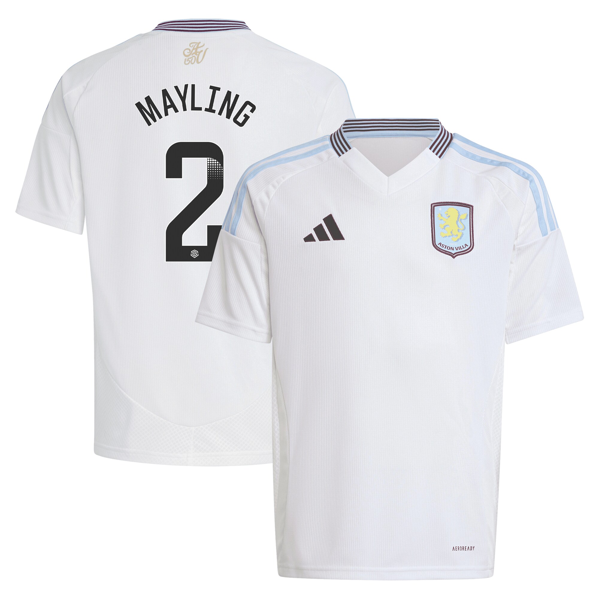 aston villa wsl adidas away shirt 2024-25 – kids with mayling 2 printing Collection - Official Aston Villa Kits