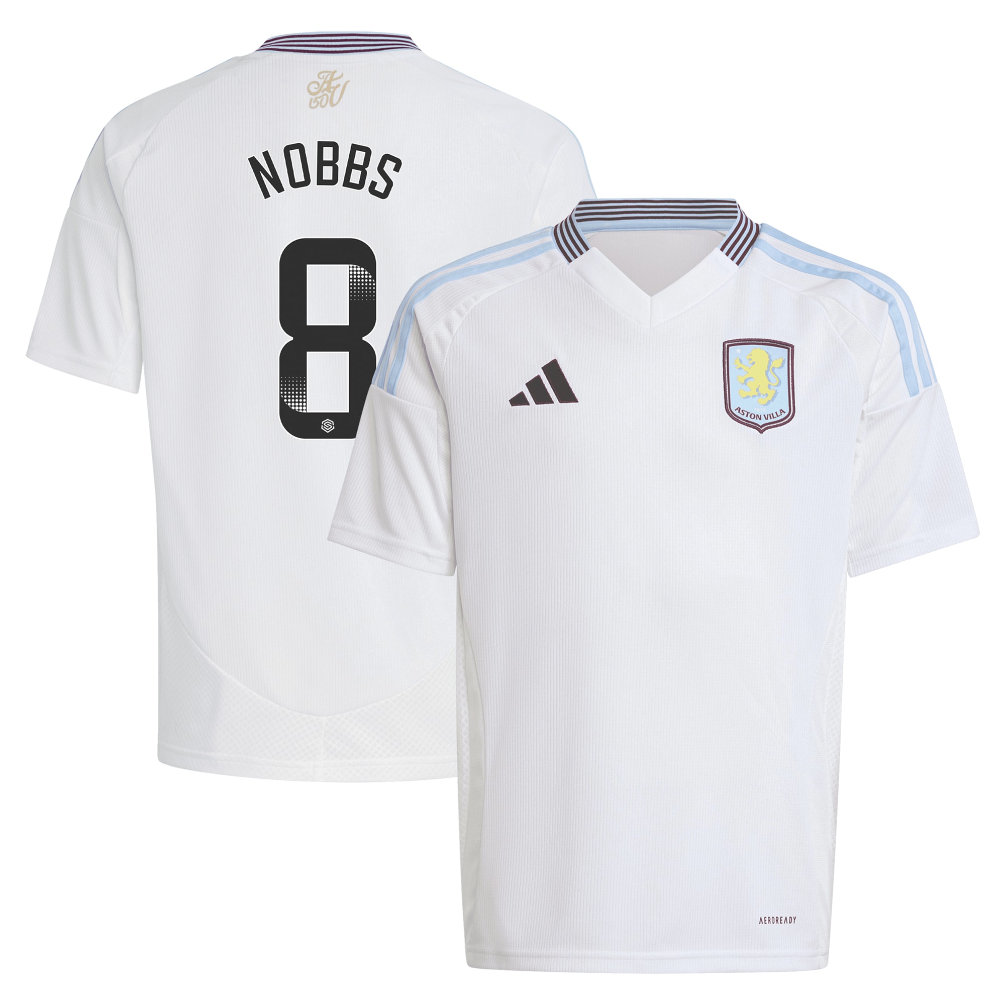 aston villa wsl adidas away shirt 2024-25 – kids with nobbs 8 printing Collection - Official Aston Villa Kits
