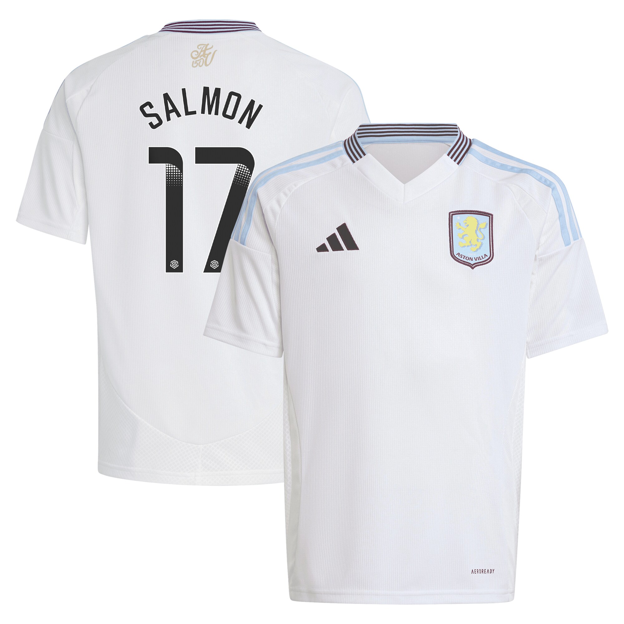 aston villa wsl adidas away shirt 2024-25 – kids with salmon 17 printing Collection - Official Aston Villa Kits