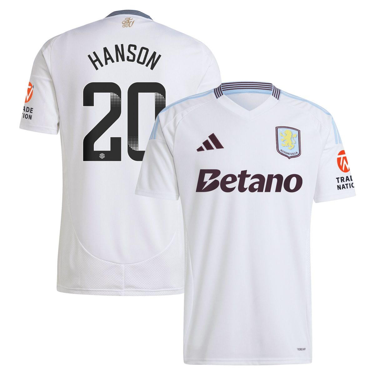 aston villa wsl adidas away shirt 2024-25 with hanson 20 printing Collection - Official Aston Villa Kits