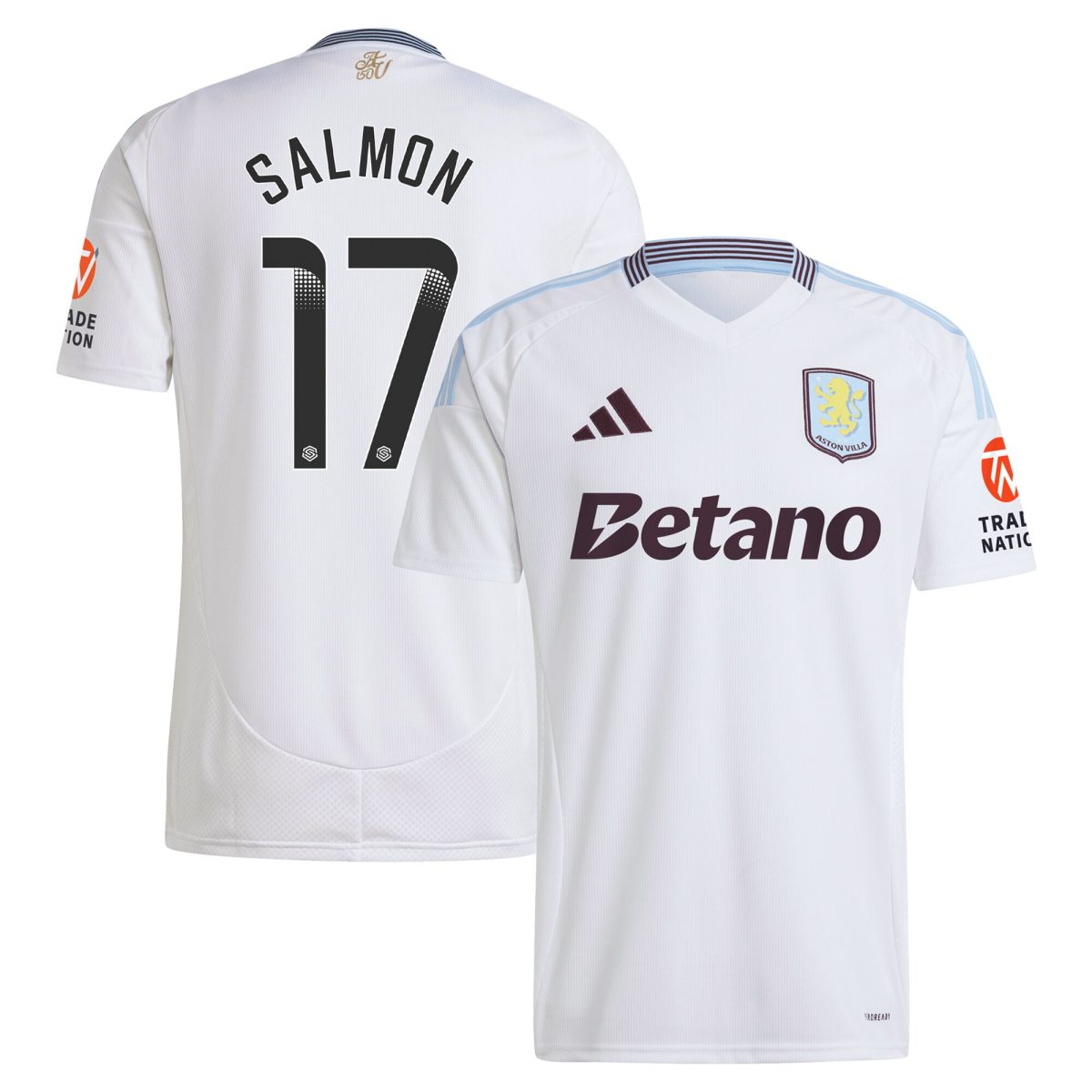 aston villa wsl adidas away shirt 2024-25 with salmon 17 printing Collection - Official Aston Villa Kits