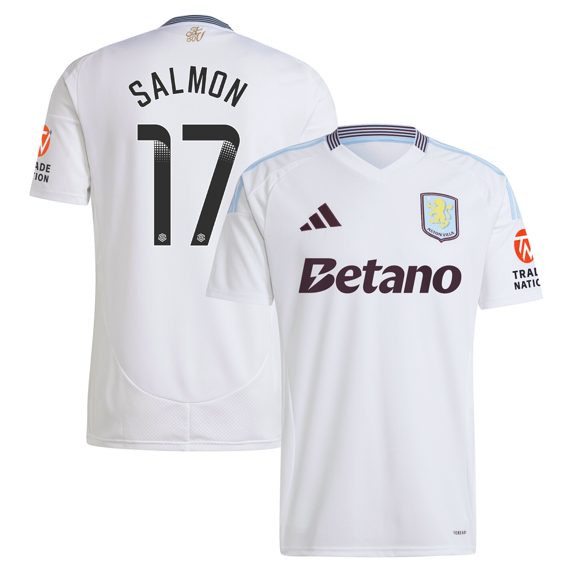 aston villa wsl adidas away shirt 2024-25 with salmon 17 printing Collection - Official Aston Villa Kits
