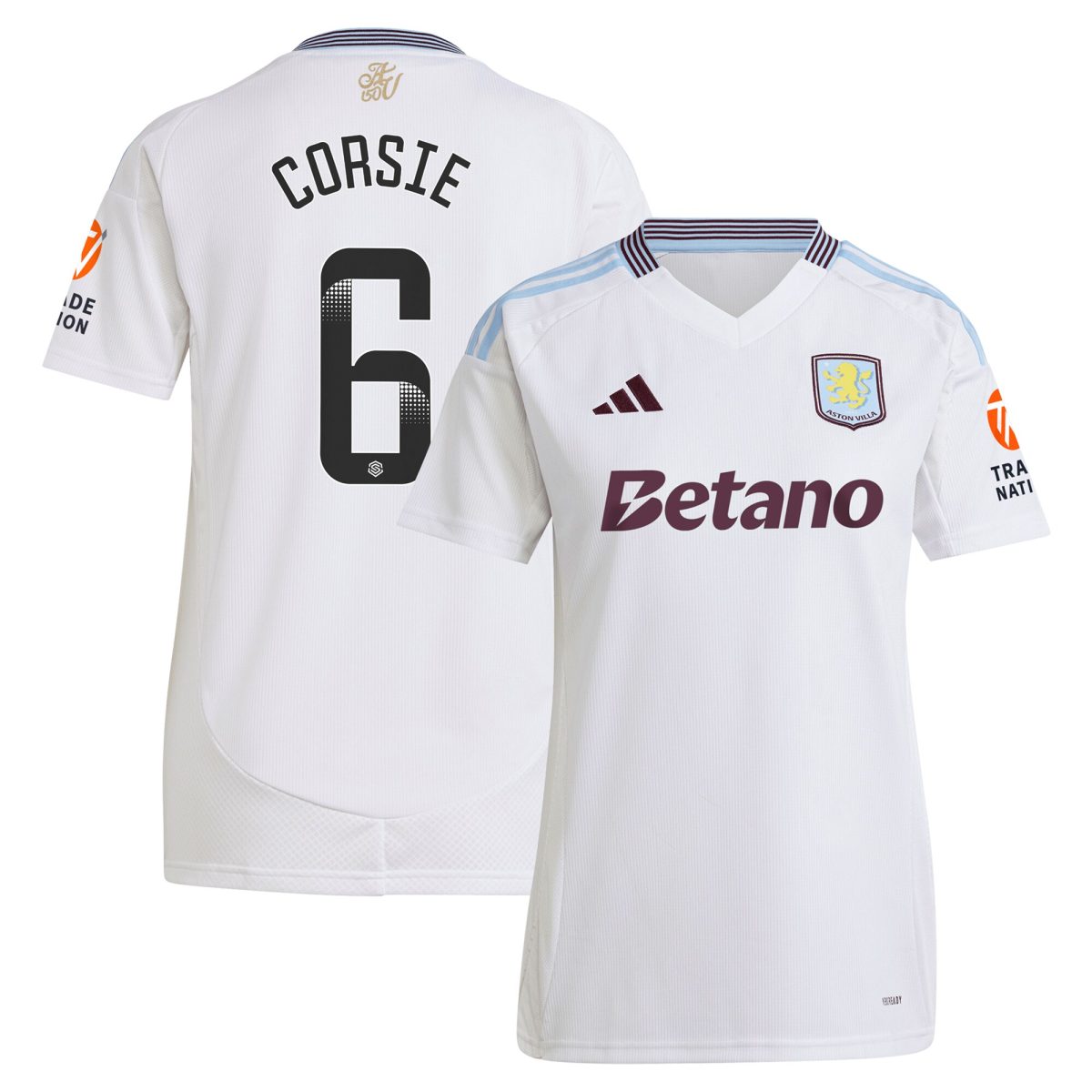 aston villa wsl adidas away shirt 2024-25 – womens with corsie 6 printing Collection - Official Aston Villa Kits