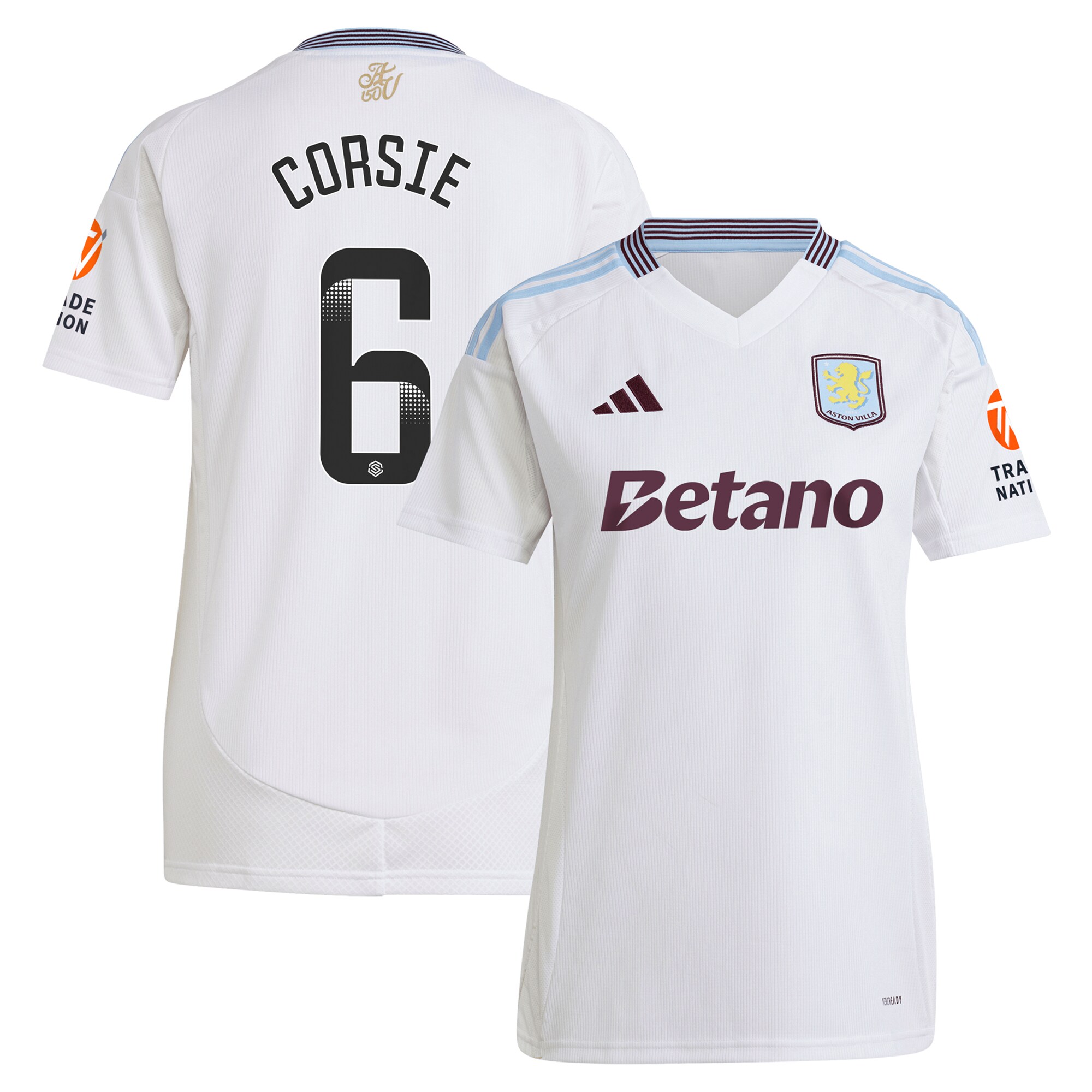 aston villa wsl adidas away shirt 2024-25 – womens with corsie 6 printing Collection - Official Aston Villa Kits