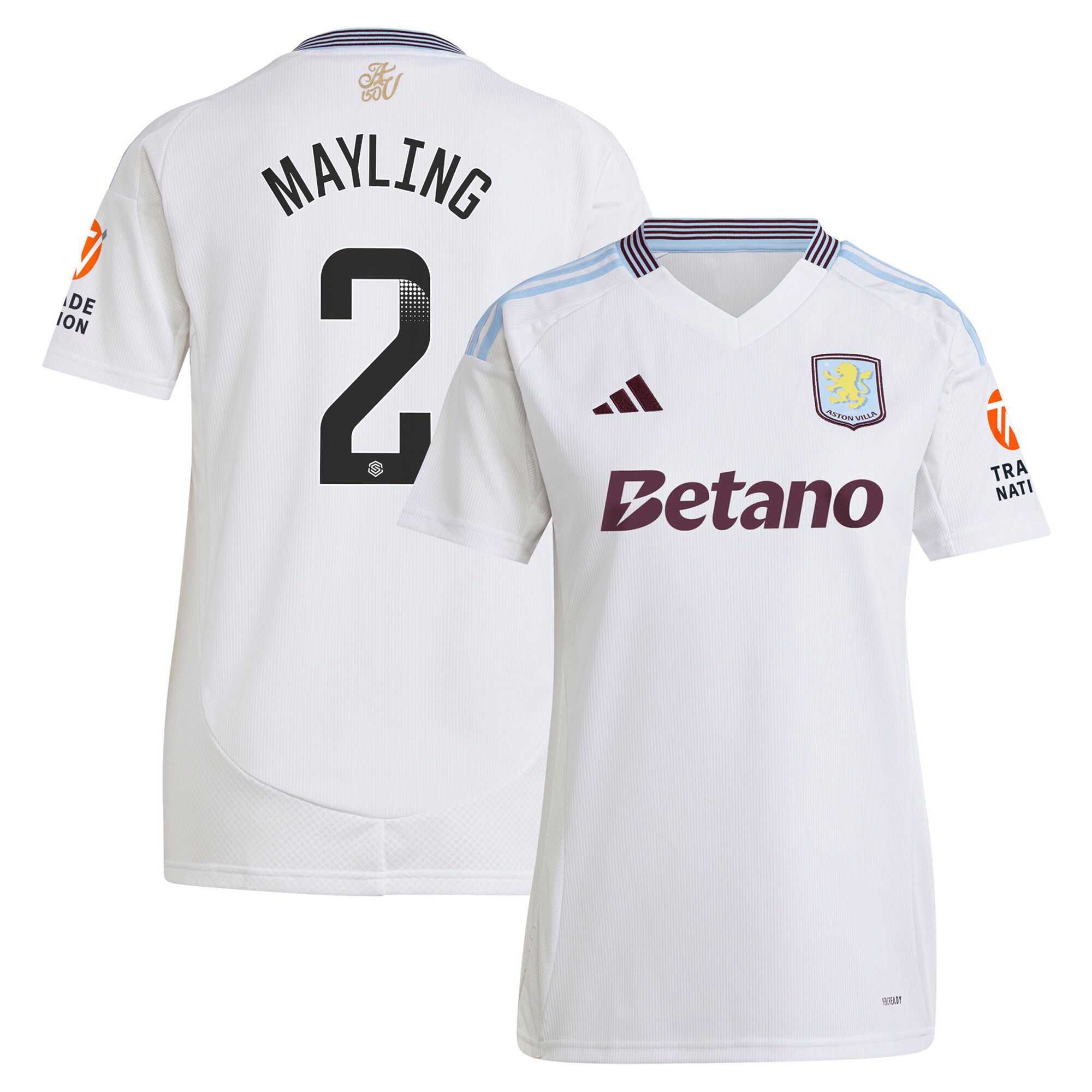 aston villa wsl adidas away shirt 2024-25 – womens with mayling 2 printing Collection - Official Aston Villa Kits