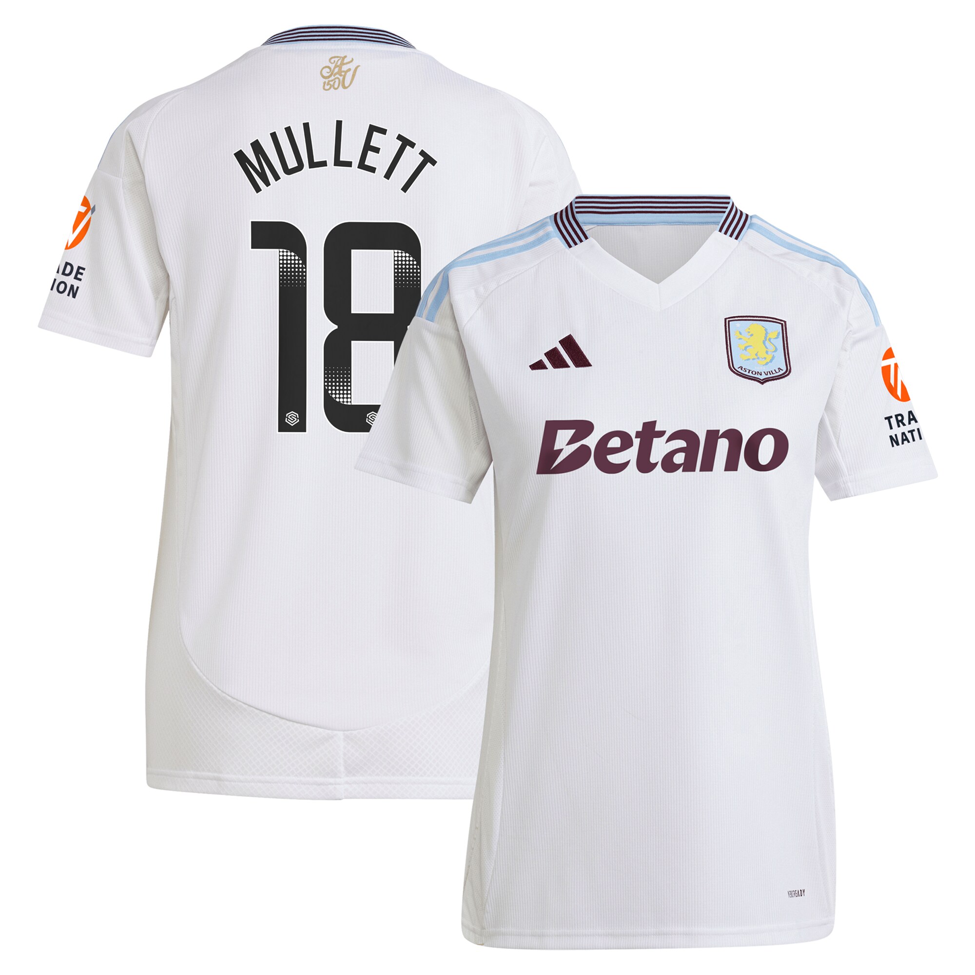 aston villa wsl adidas away shirt 2024-25 – womens with mullett 18 printing Collection - Official Aston Villa Kits