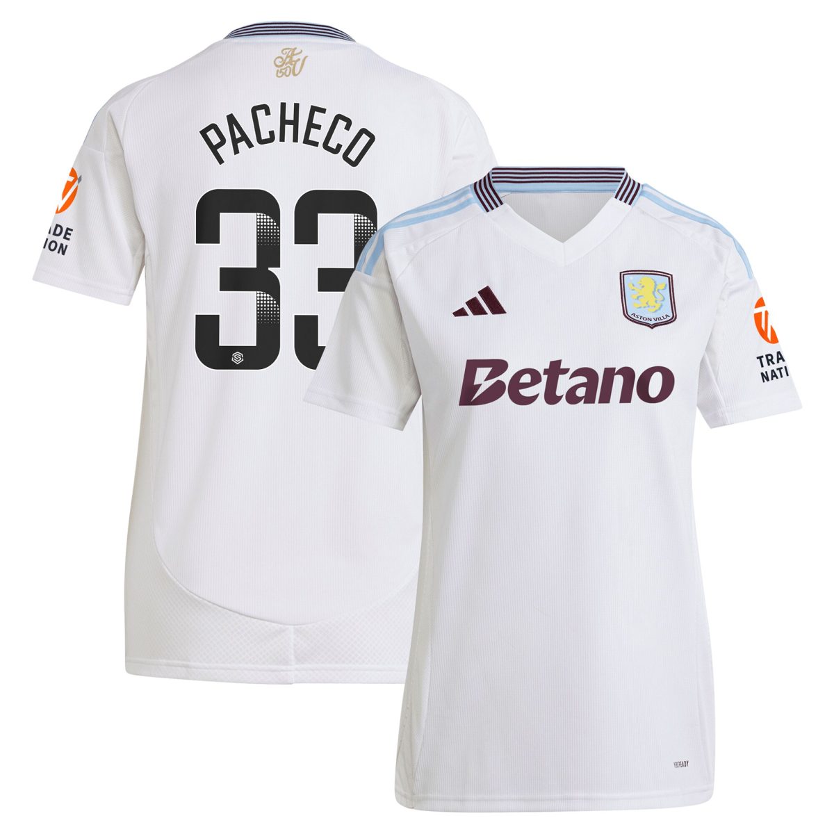 aston villa wsl adidas away shirt 2024-25 – womens with pacheco 33 printing Collection - Official Aston Villa Kits