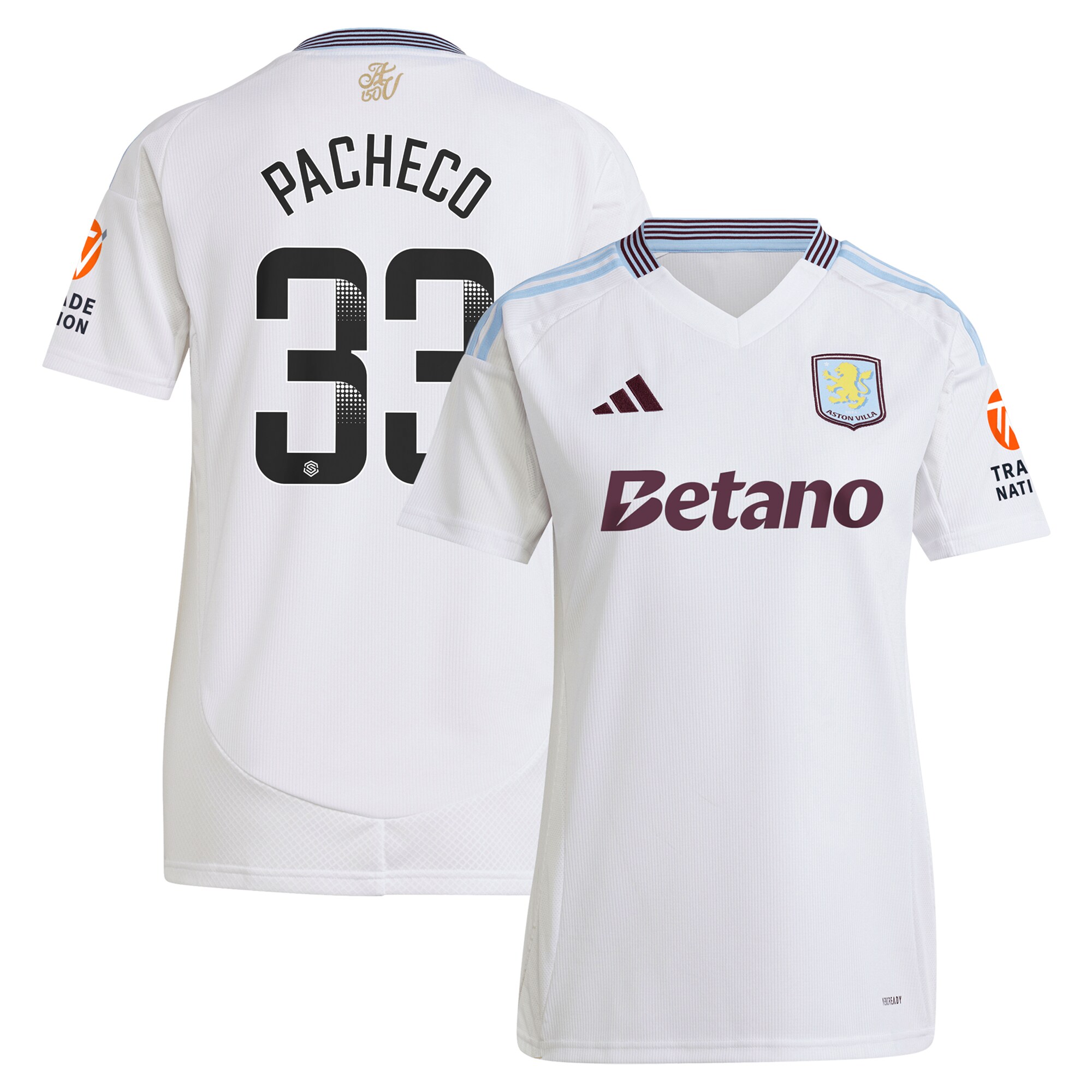 aston villa wsl adidas away shirt 2024-25 – womens with pacheco 33 printing Collection - Official Aston Villa Kits