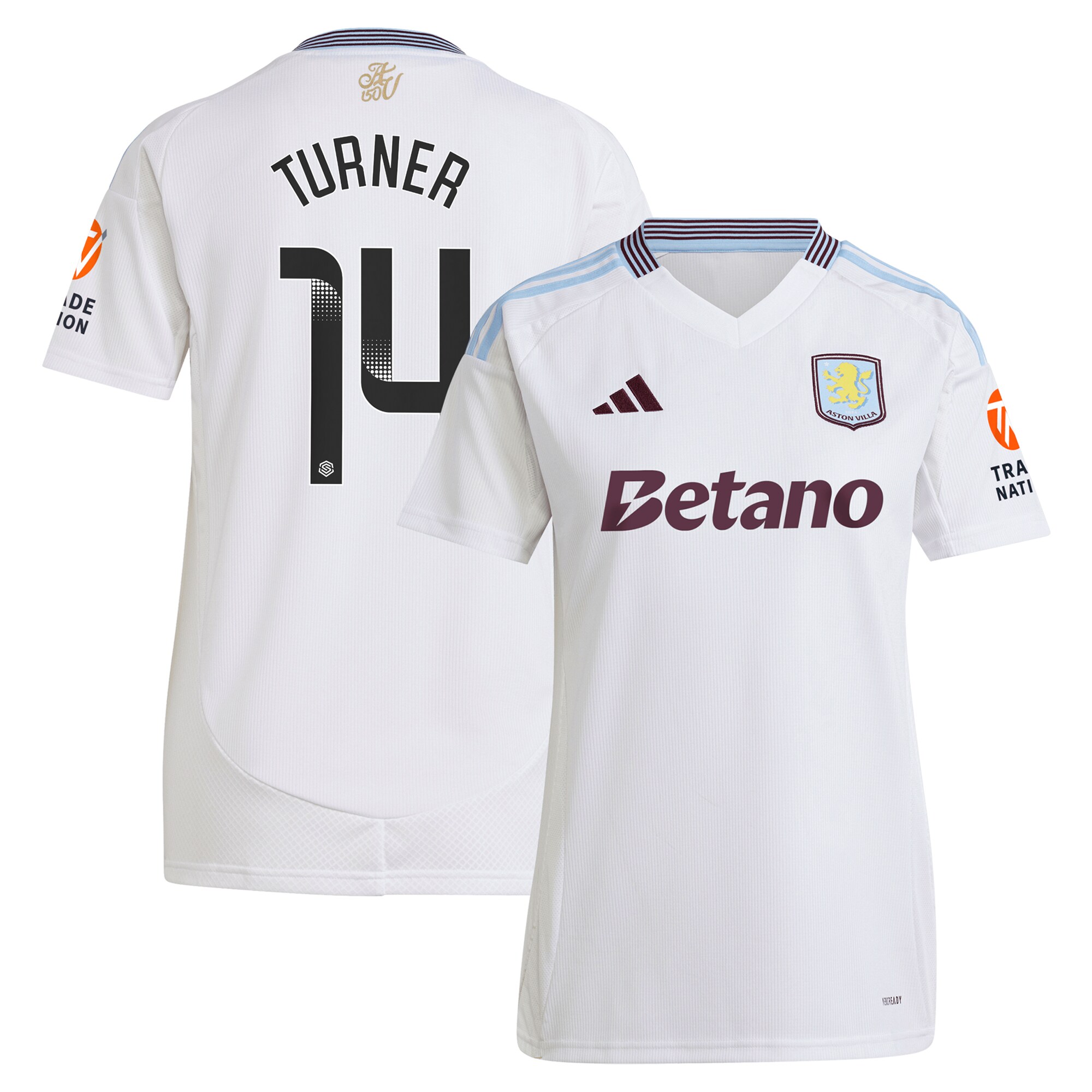 aston villa wsl adidas away shirt 2024-25 – womens with turner 14 printing Collection - Official Aston Villa Kits