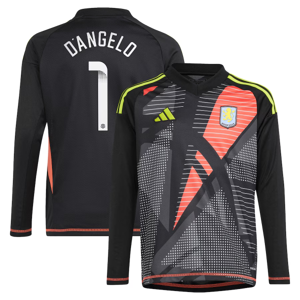 aston villa wsl adidas goalkeeper shirt 2024-25 – long sleeve – kids with d8217angelo 1 printing Collection - Official Aston Villa Kits
