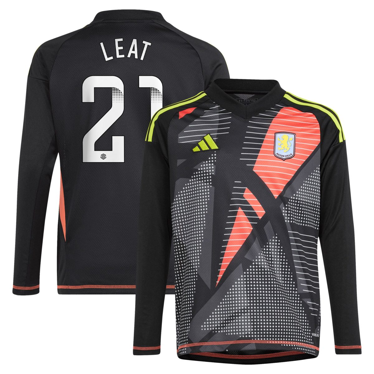 aston villa wsl adidas goalkeeper shirt 2024-25 – long sleeve – kids with leat 21 printing Collection - Official Aston Villa Kits