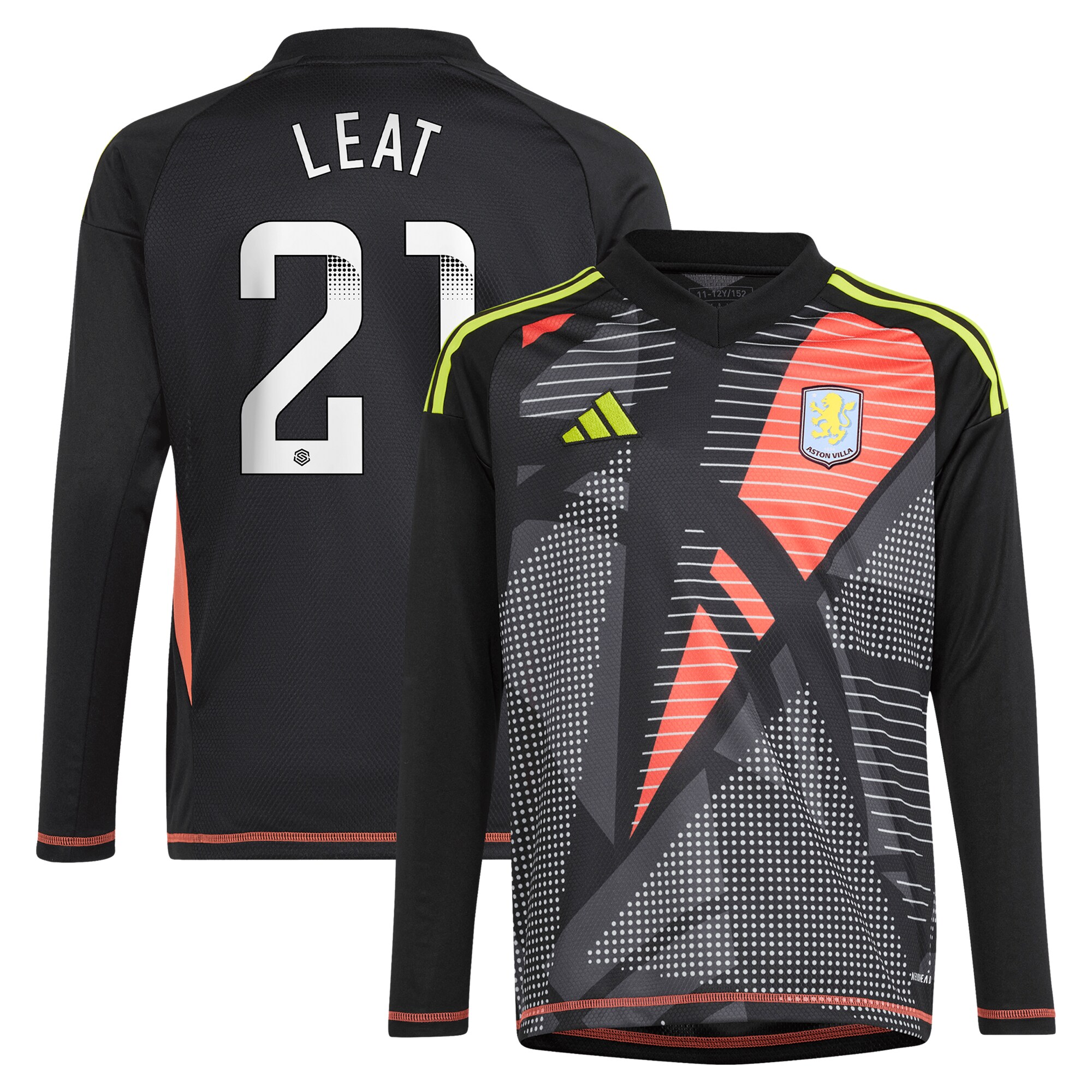 aston villa wsl adidas goalkeeper shirt 2024-25 – long sleeve – kids with leat 21 printing Collection - Official Aston Villa Kits