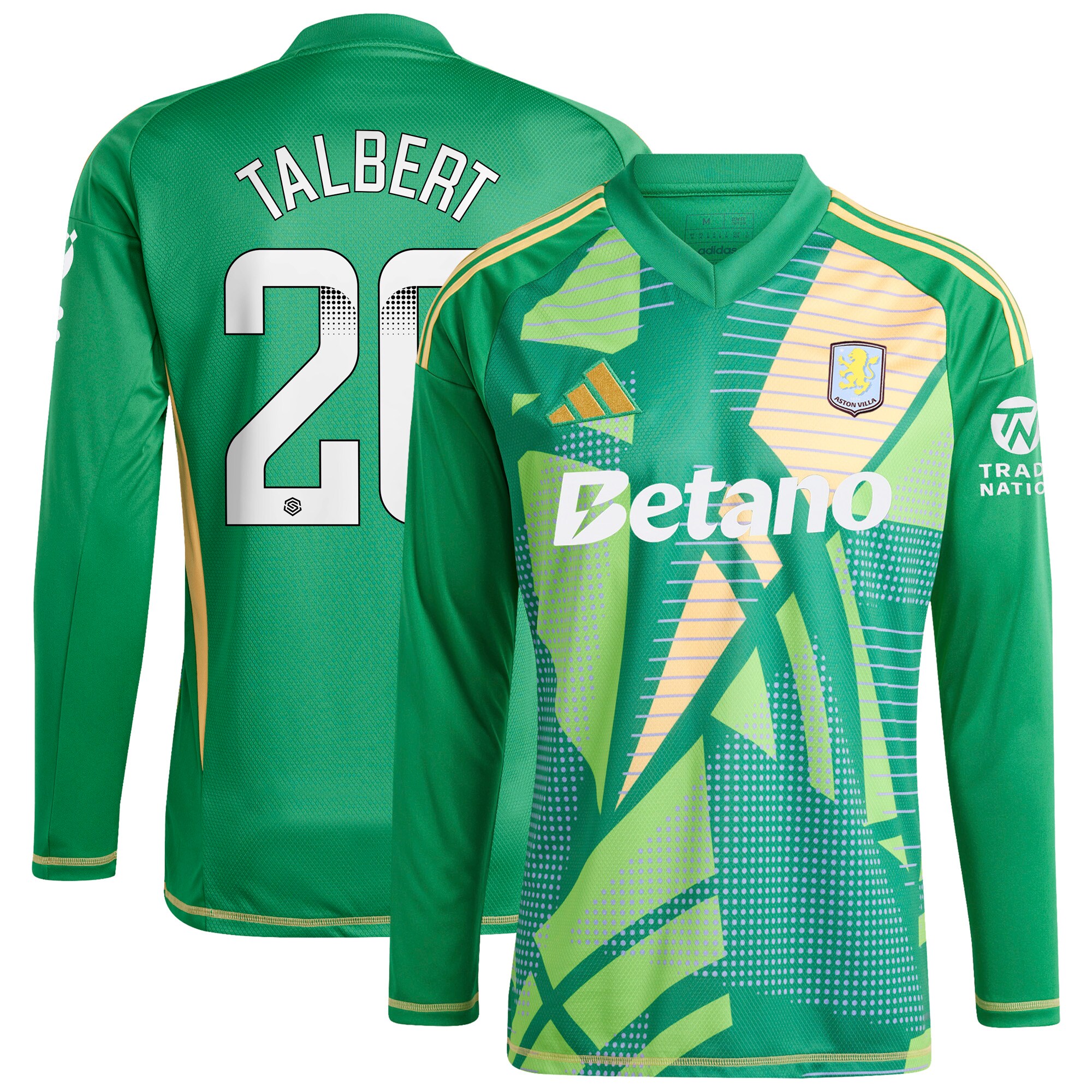 aston villa wsl adidas goalkeeper shirt 2024-25 – long sleeve with talbert 26 printing 202849399 Collection - Official Aston Villa Kits