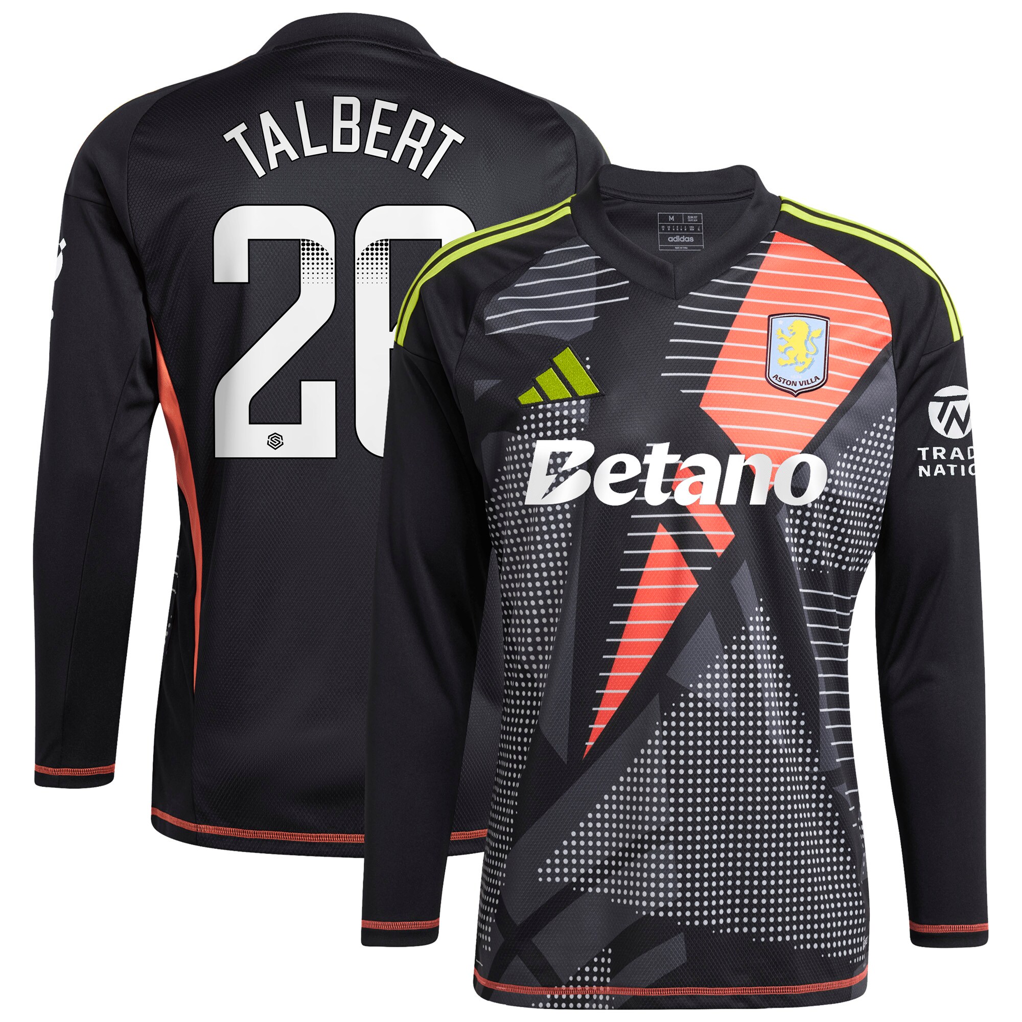 aston villa wsl adidas goalkeeper shirt 2024-25 – long sleeve with talbert 26 printing Collection - Official Aston Villa Kits