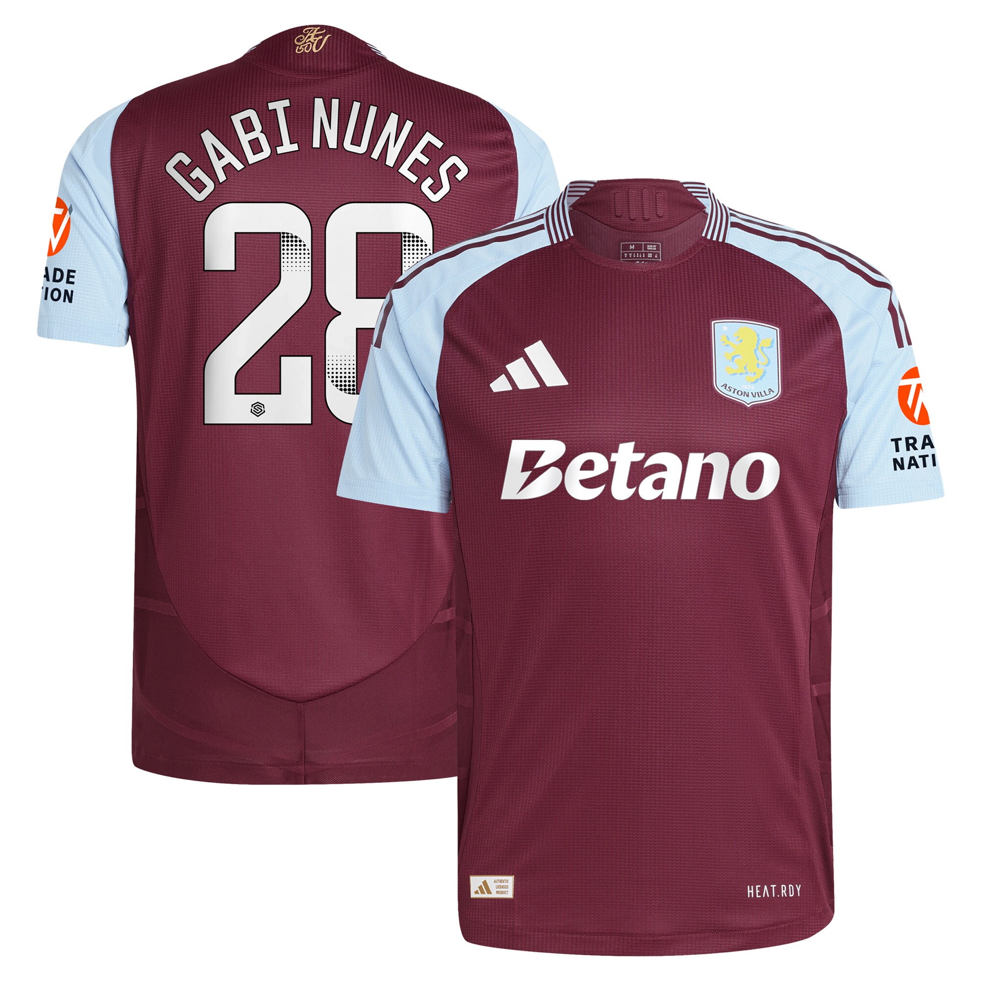 aston villa wsl adidas home authentic shirt 2024-25 with gabi nunes 28 printing Collection - Official Aston Villa Kits