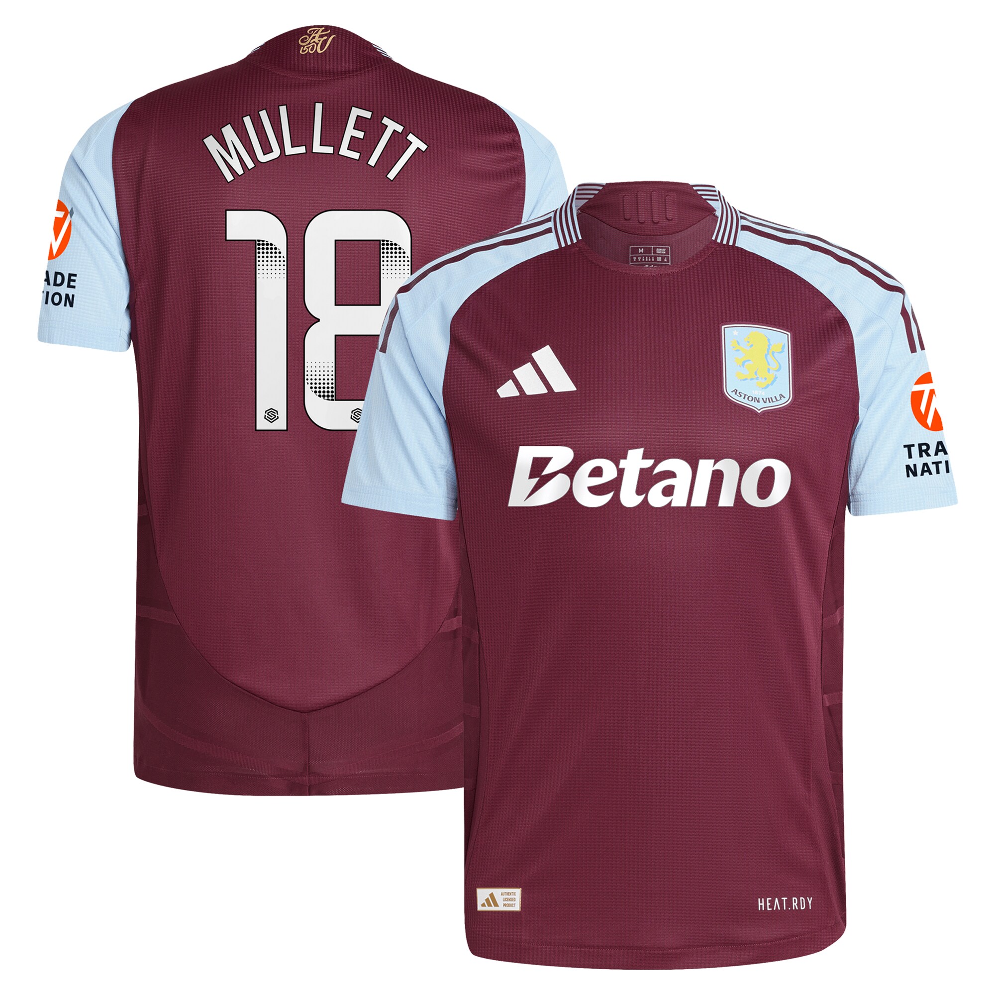 aston villa wsl adidas home authentic shirt 2024-25 with mullett 18 printing Collection - Official Aston Villa Kits