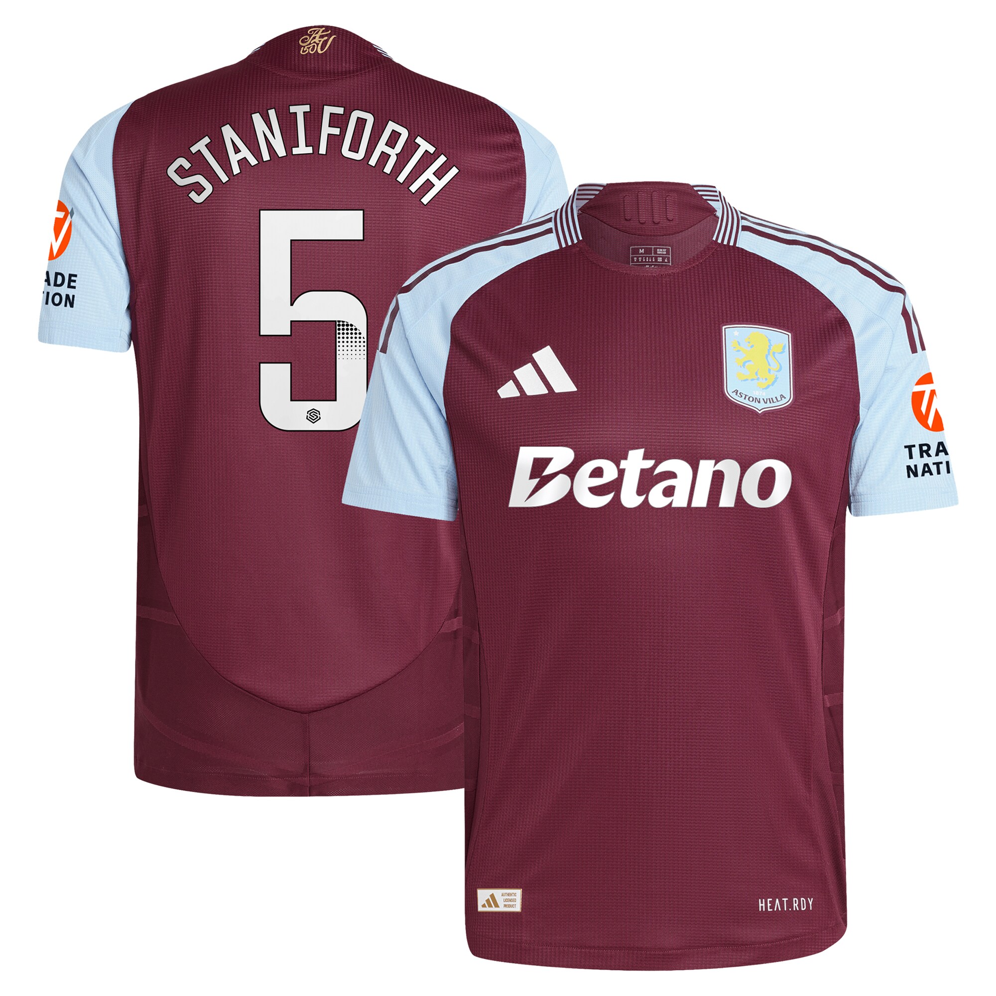 aston villa wsl adidas home authentic shirt 2024-25 with staniforth 5 printing Collection - Official Aston Villa Kits