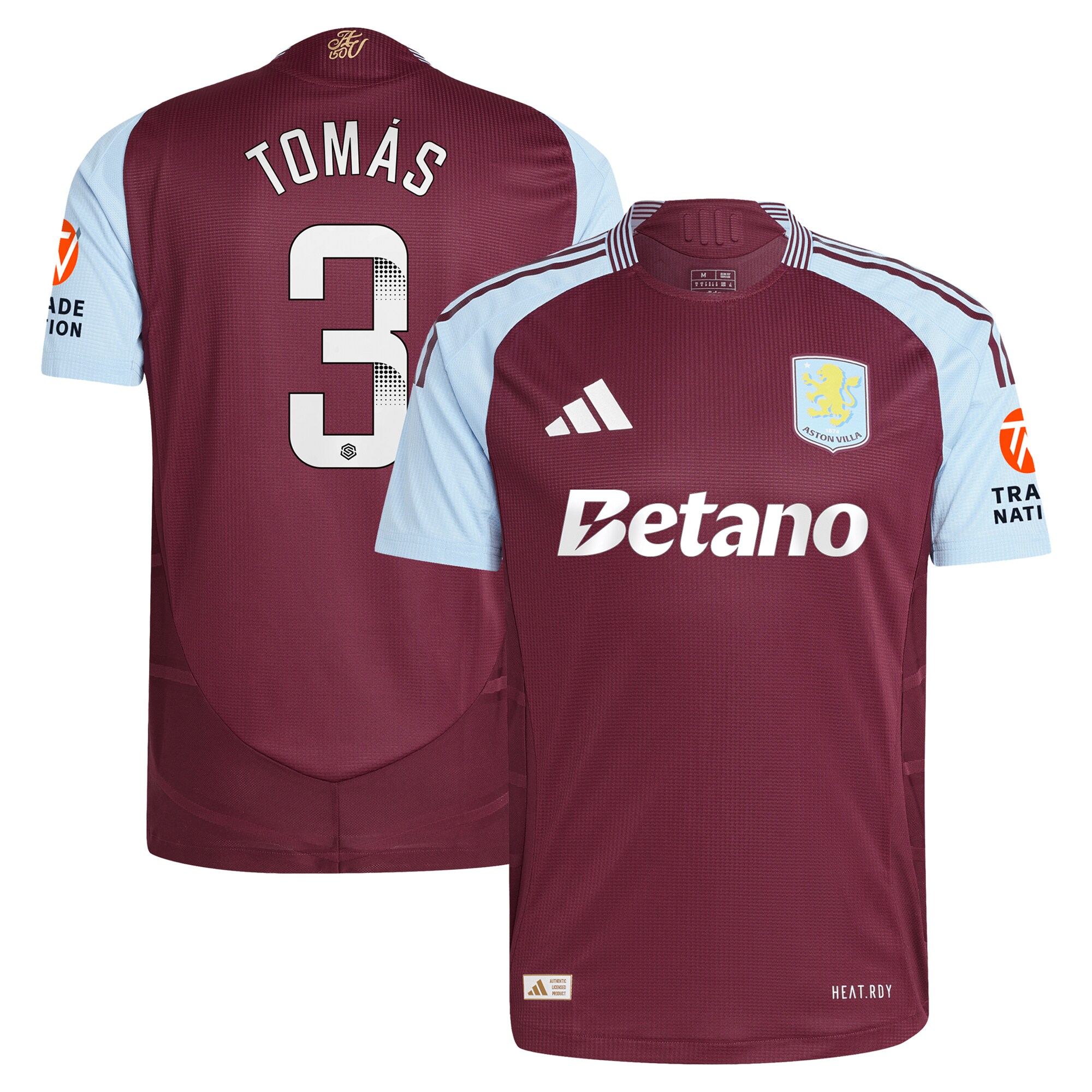 aston villa wsl adidas home authentic shirt 2024-25 with tomás 3 printing Collection - Official Aston Villa Kits