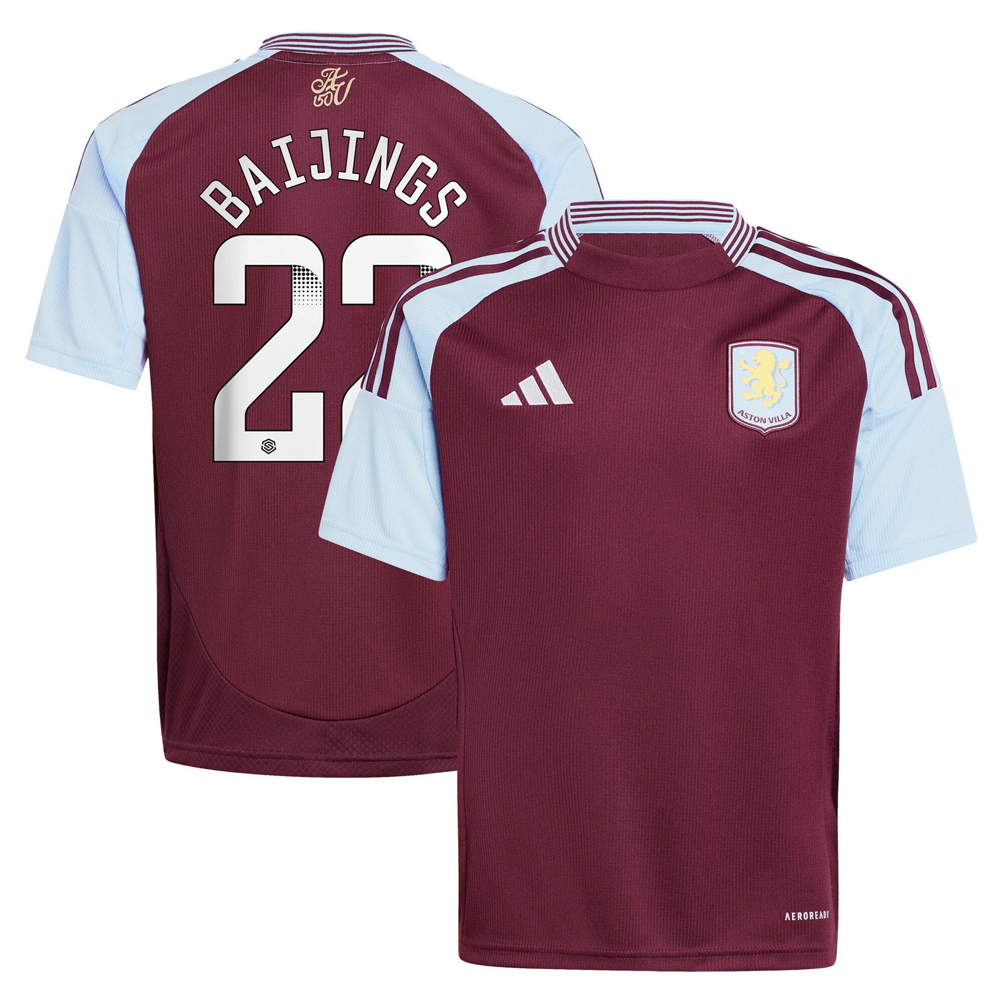 aston villa wsl adidas home shirt 2024-25 – kids with baijings 22 printing Collection - Official Aston Villa Kits
