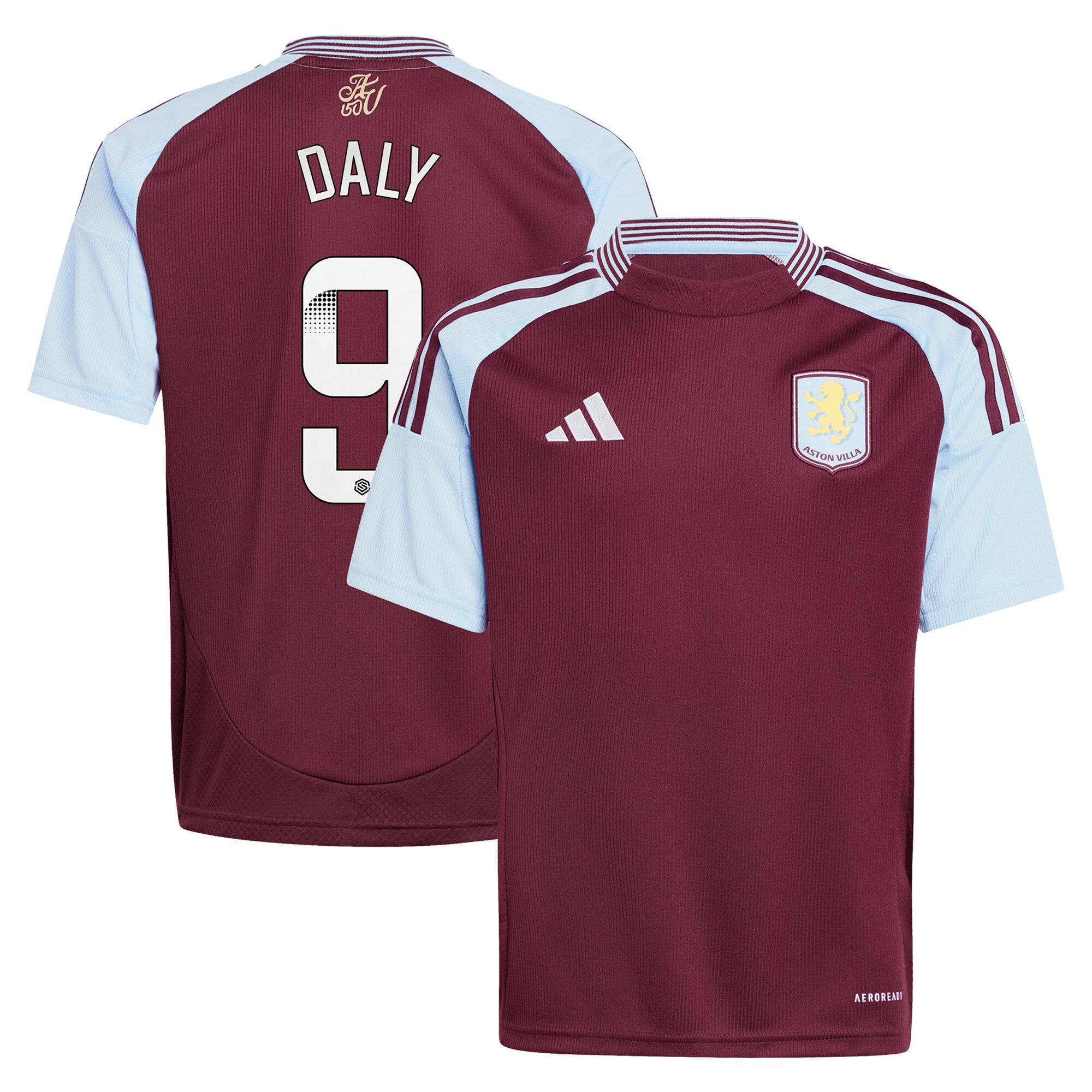 aston villa wsl adidas home shirt 2024-25 – kids with daly 9 printing Collection - Official Aston Villa Kits