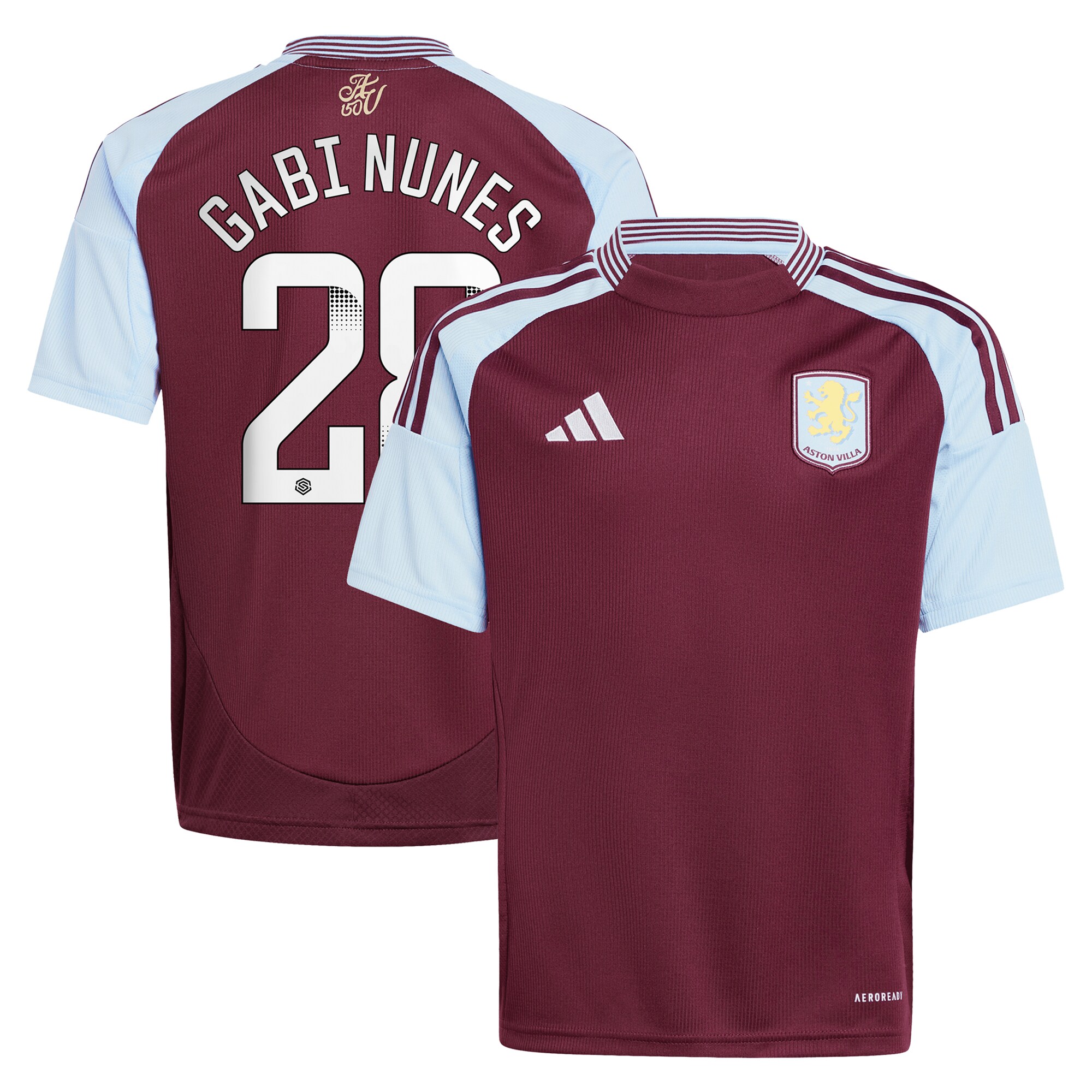 aston villa wsl adidas home shirt 2024-25 – kids with gabi nunes 28 printing Collection - Official Aston Villa Kits