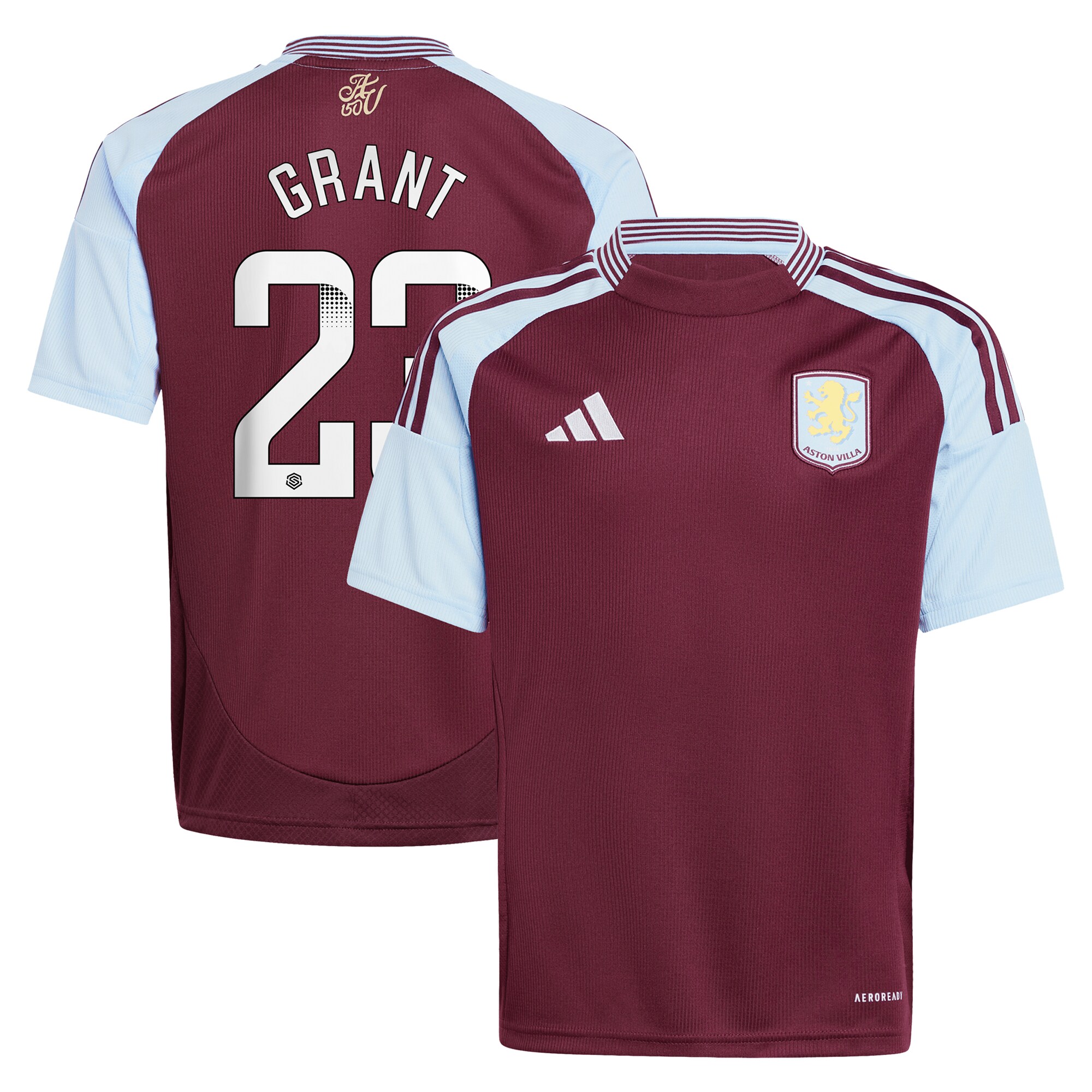 aston villa wsl adidas home shirt 2024-25 – kids with grant 23 printing Collection - Official Aston Villa Kits
