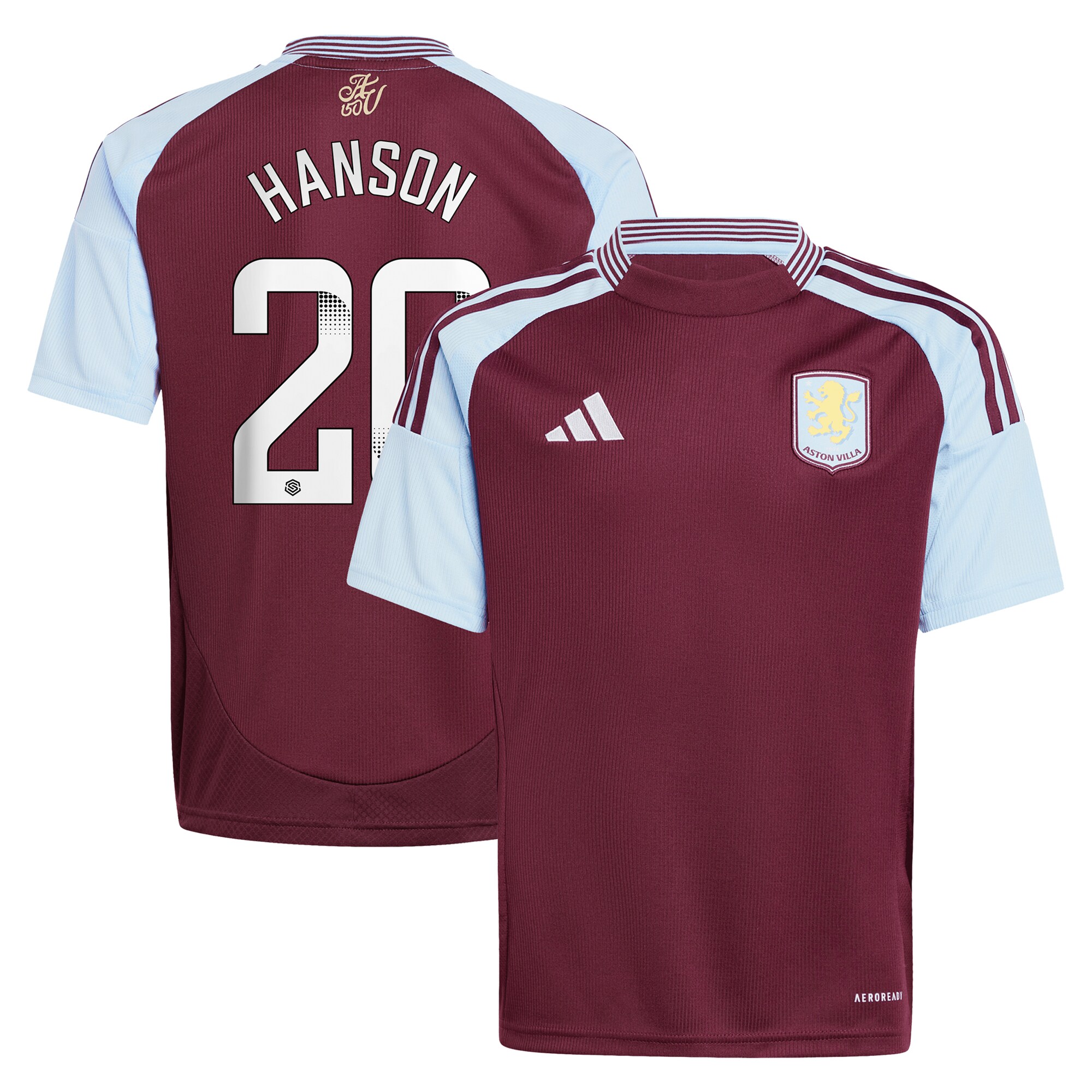 aston villa wsl adidas home shirt 2024-25 – kids with hanson 20 printing Collection - Official Aston Villa Kits