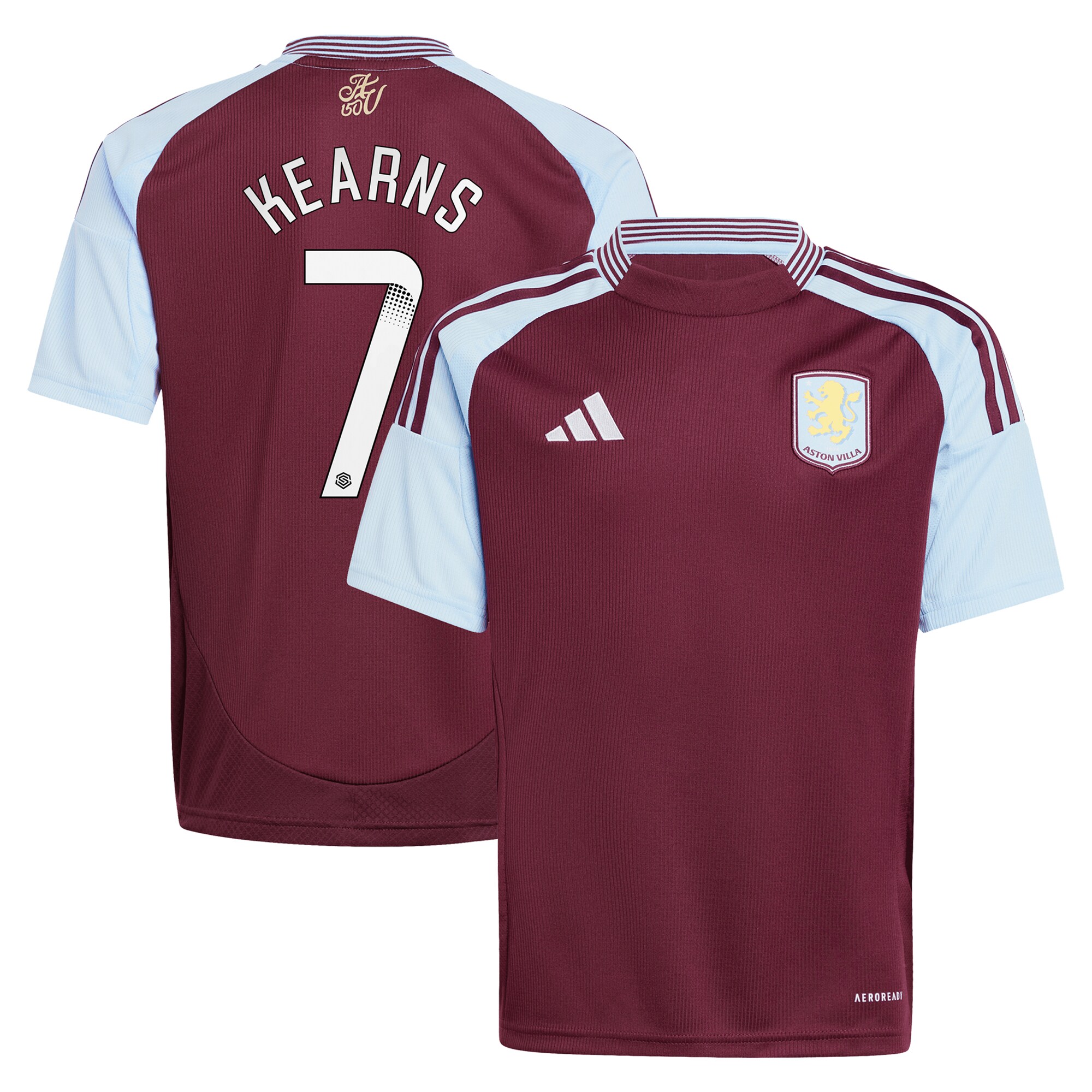 aston villa wsl adidas home shirt 2024-25 – kids with kearns 7 printing Collection - Official Aston Villa Kits