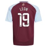aston villa wsl adidas home shirt 2024-25 – kids with leon 19 printing Collection - Official Aston Villa Kits